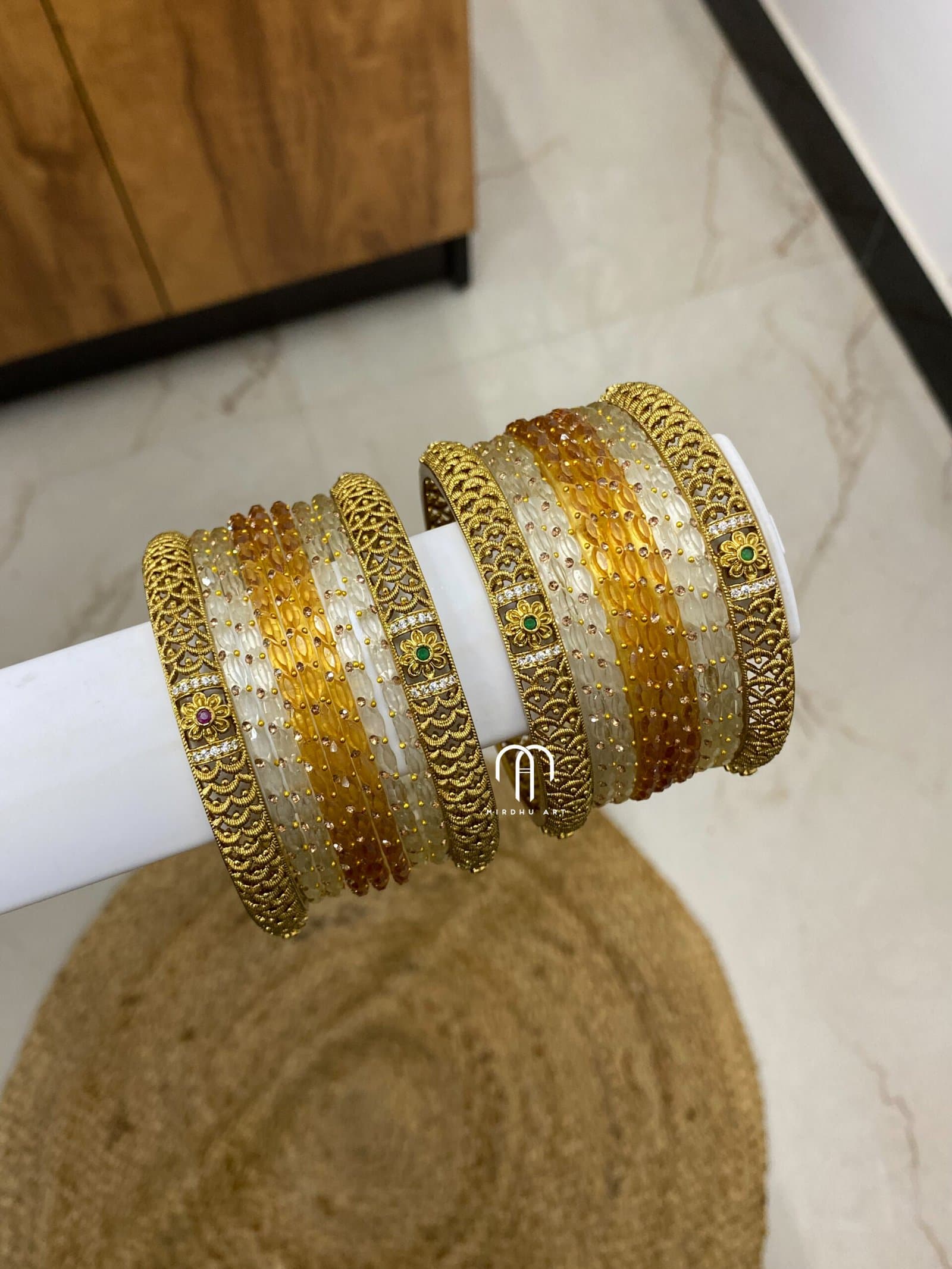 Half Moon Bangles – Golden And White from Bangle by Choice
