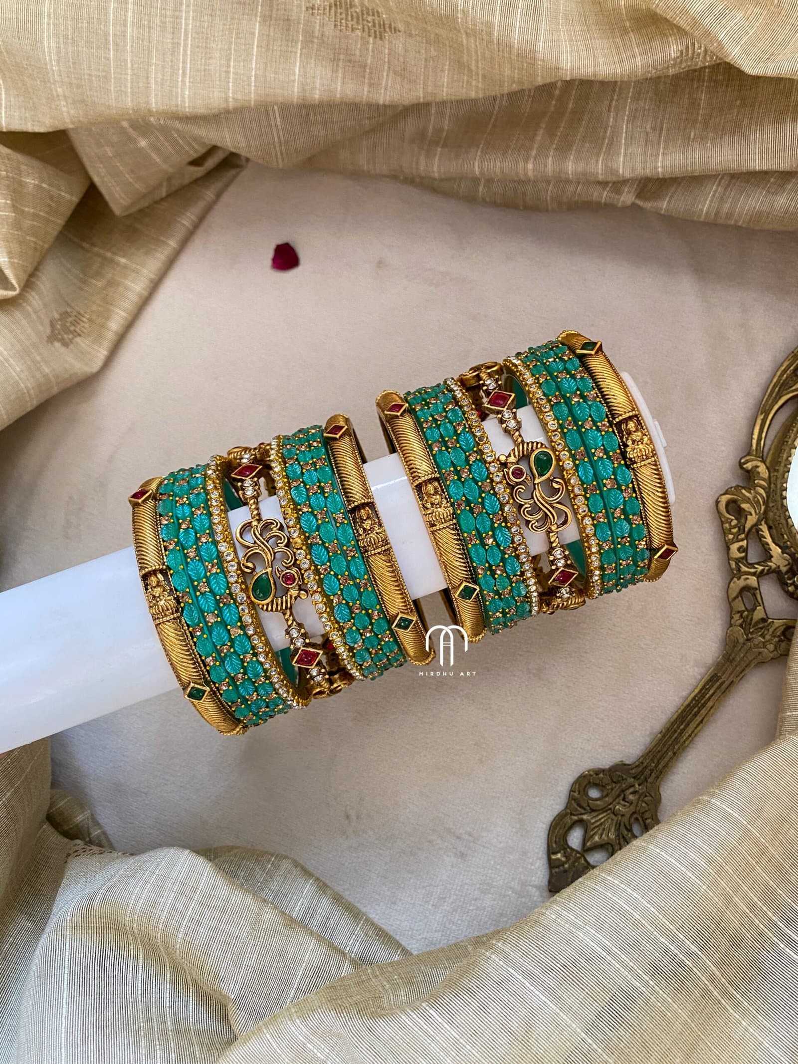 Annam & Lakshmi 2.0 Bangles – Turquoise Green from Bangle by Choice