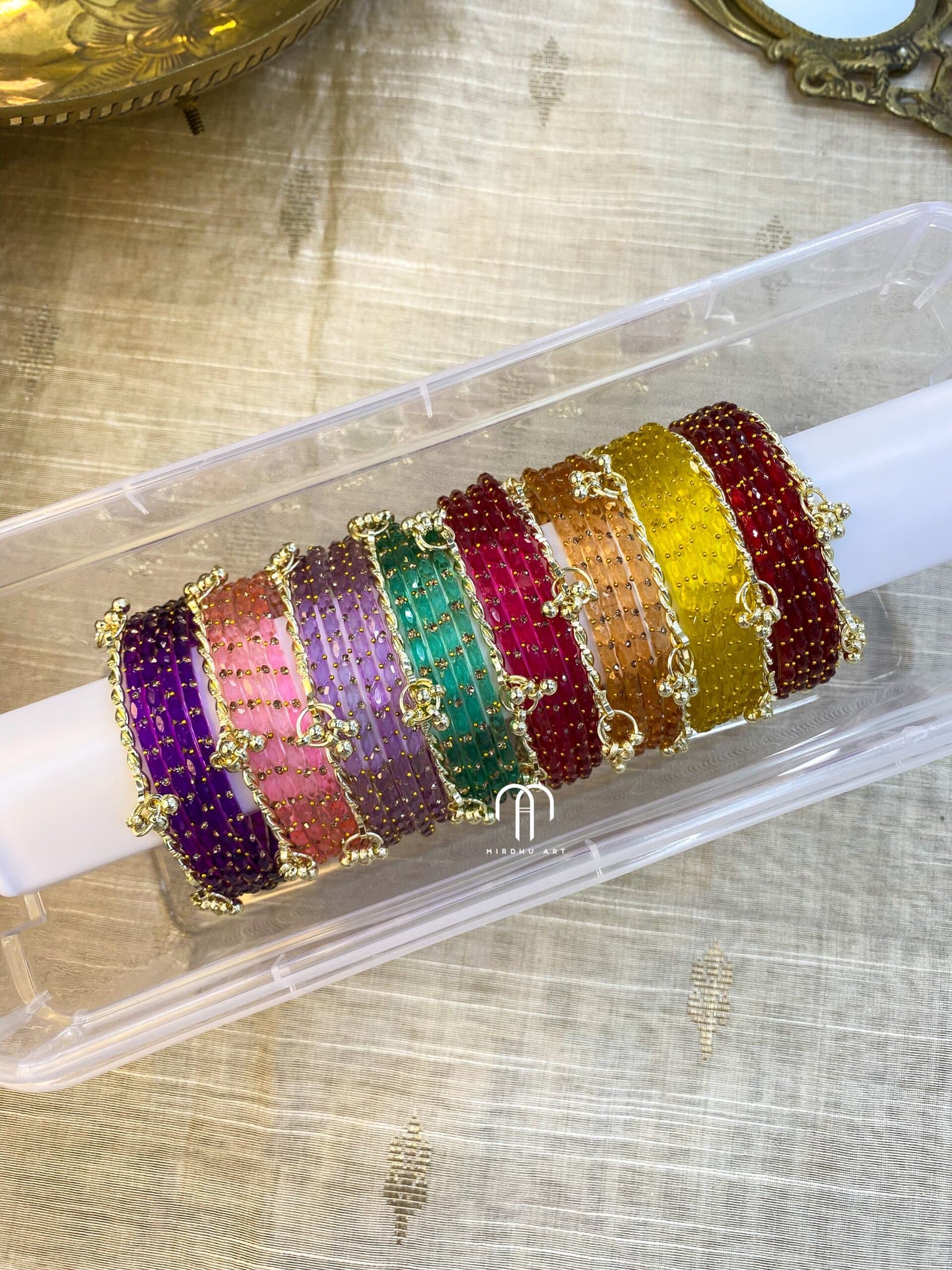 Kashmiri Bangles – Pastel Combo – Gold from Bangle by Choice