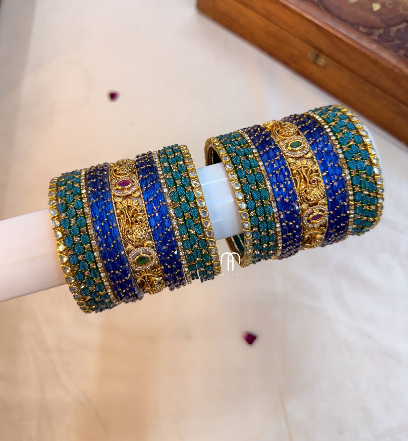 Peacock Metal Bangles – Krishna Blue And Peacock Green from Bangle by Choice