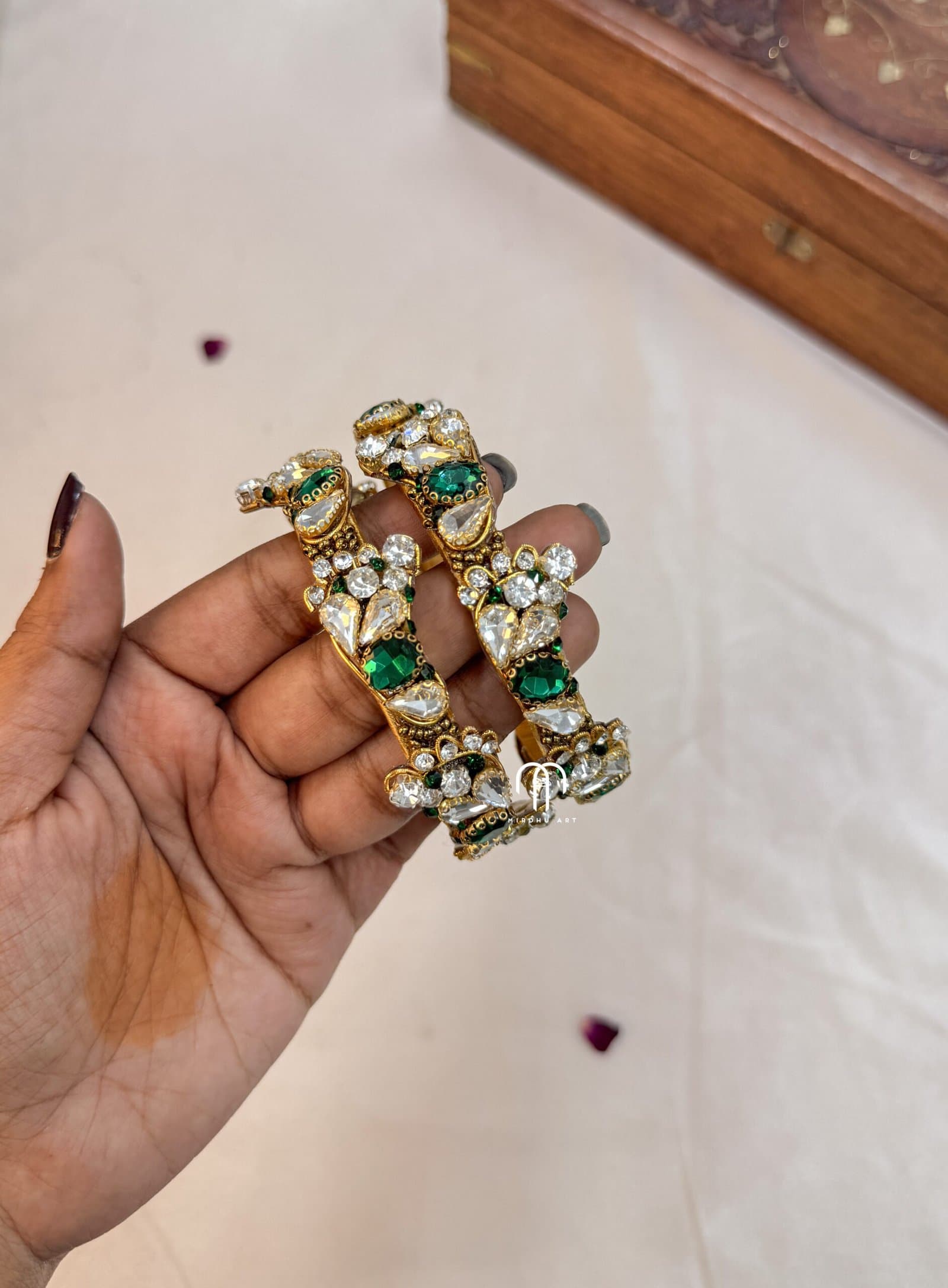 Foot Bangles – White & Green from Bangle by Choice