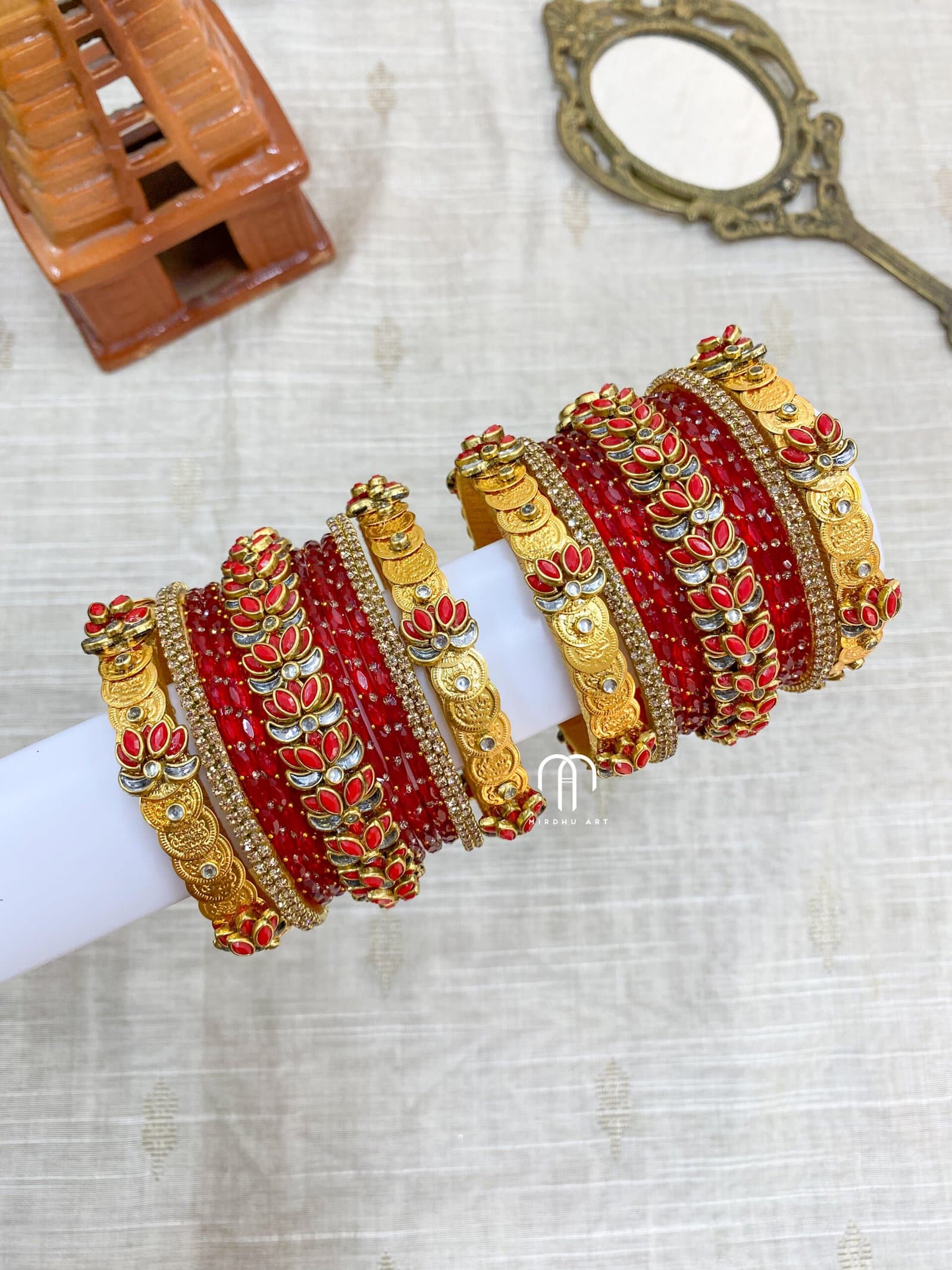 Coin Lotus Kada Bangles – Red from Bangle by Choice