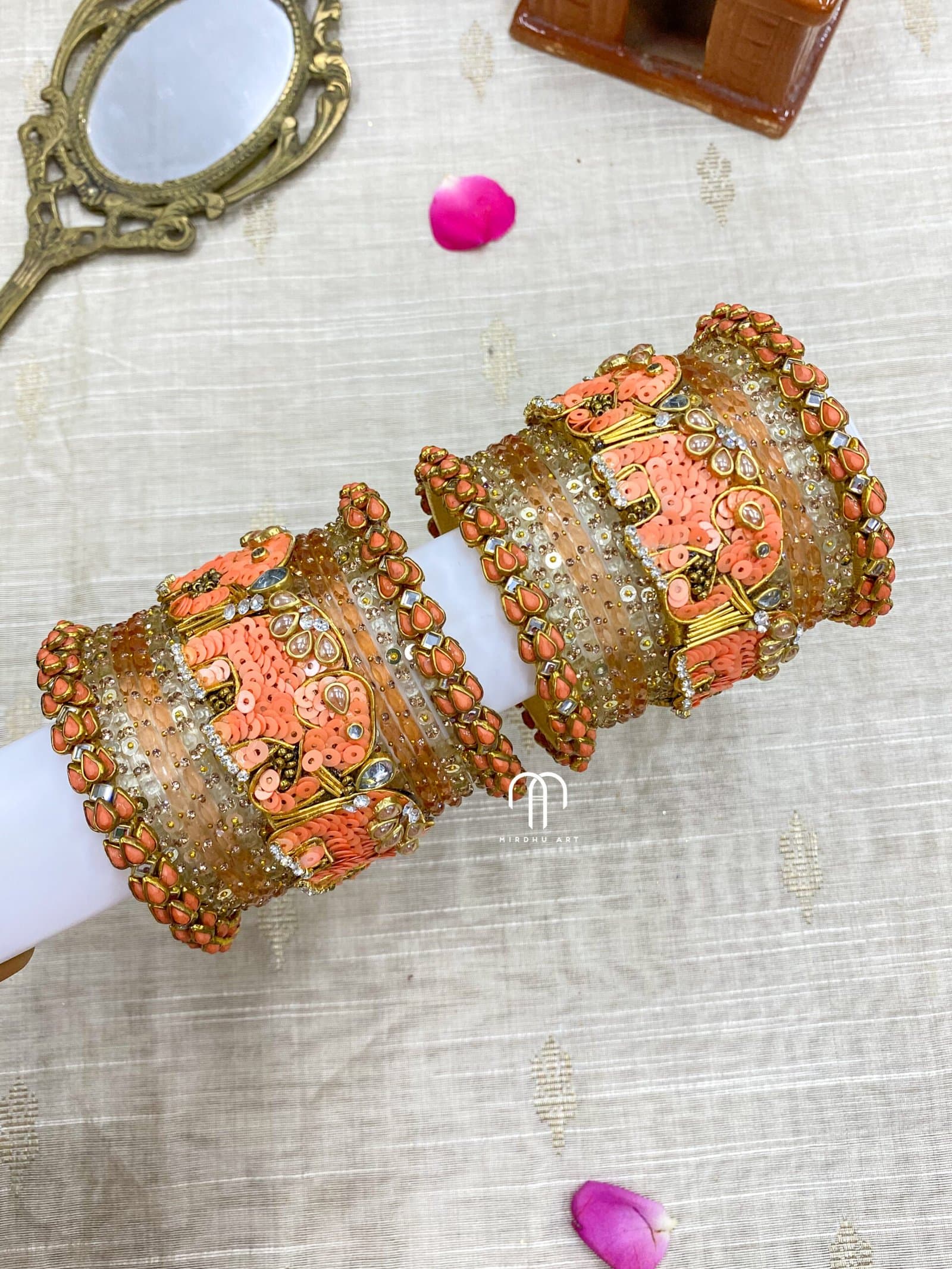 Elephant Bangles. 2.0 (Peach and White) from Bangle by Choice