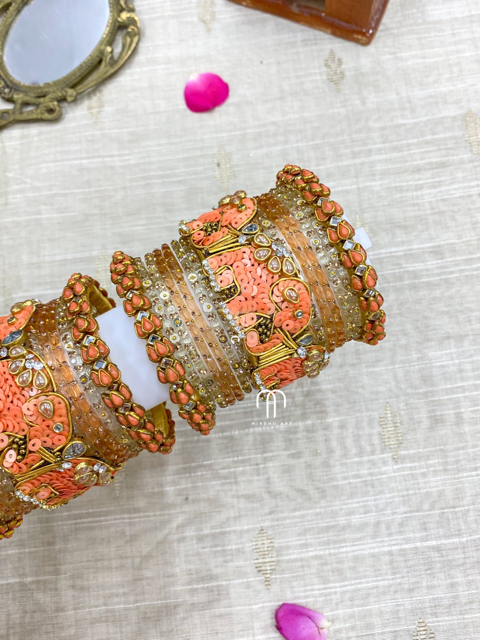 Elephant Bangles. 2.0 (Peach And White) detail view 2