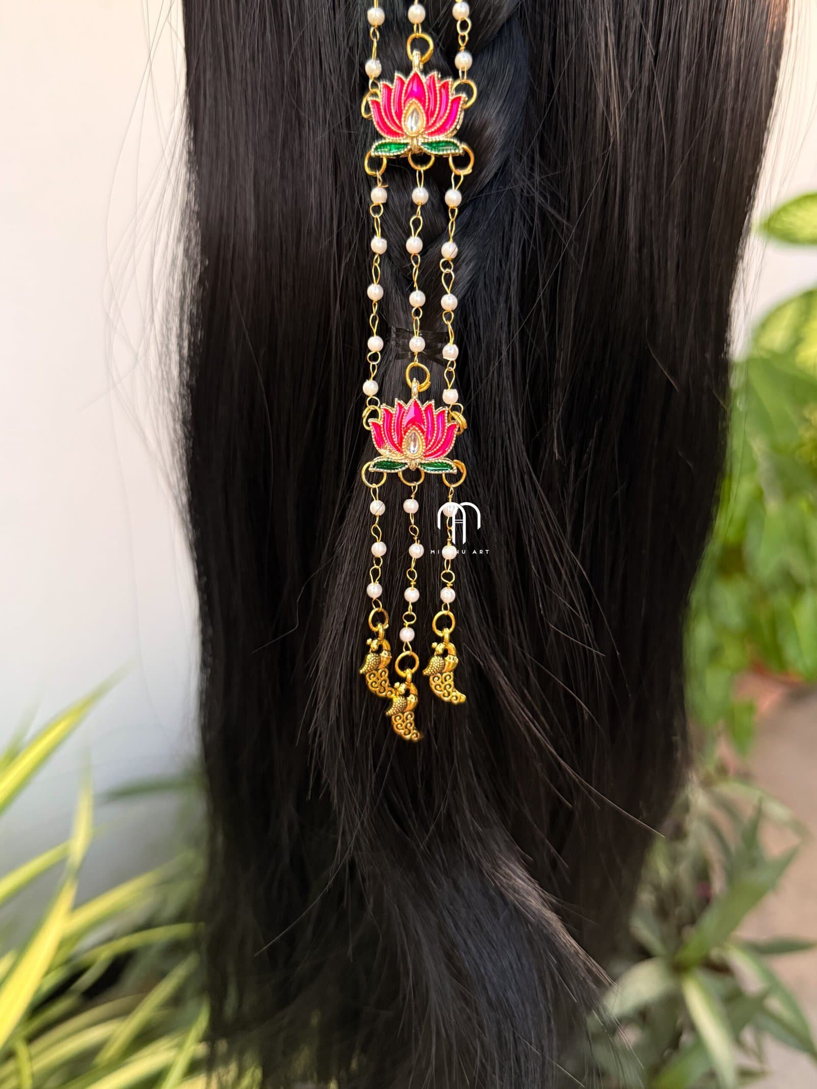 Lotus & Parrot Hair Pins detail view 2