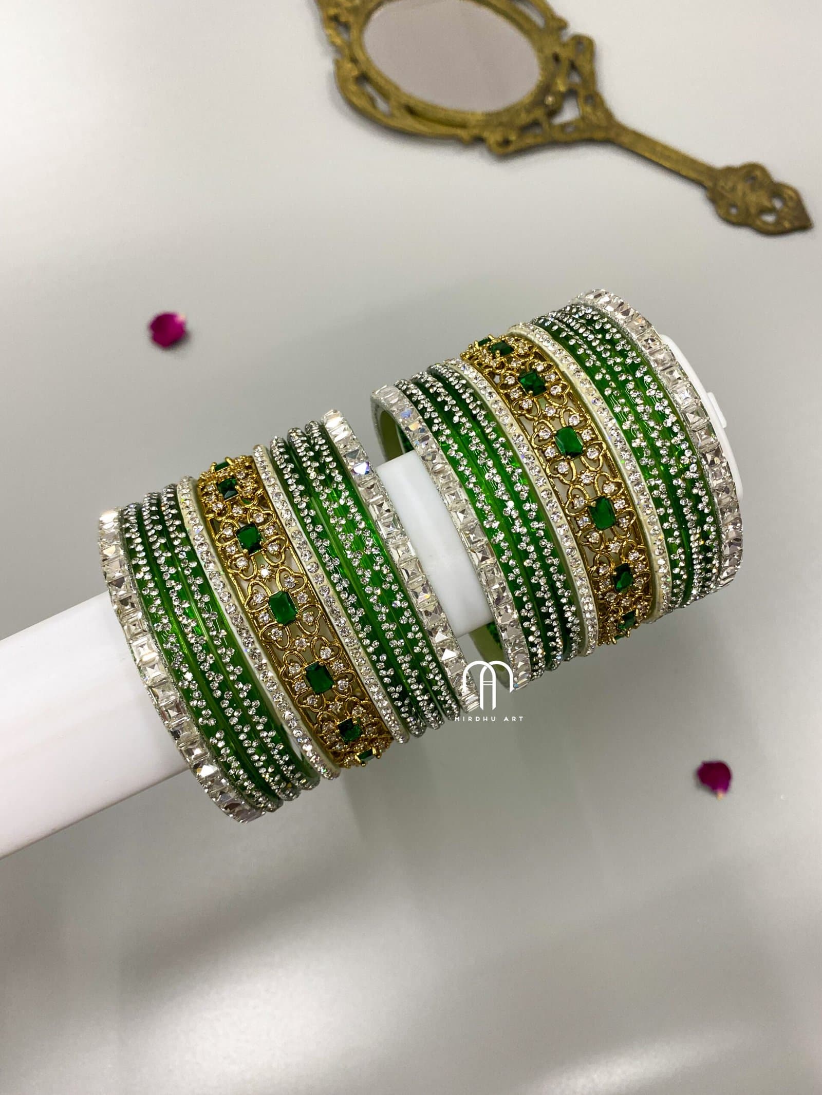 Silver – Diamond Replica Bangles ( Green ) from Bangle by Choice