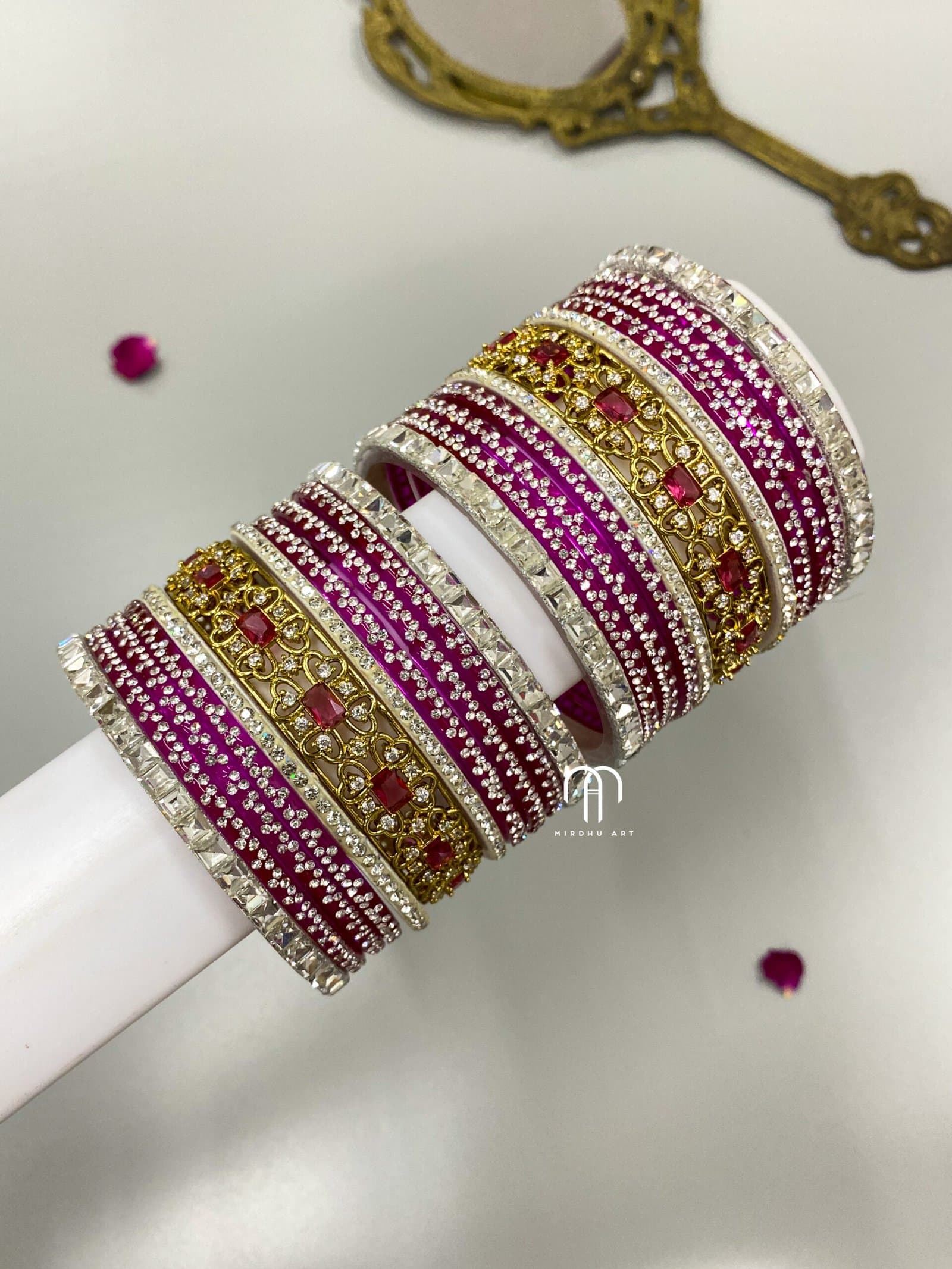 Silver – Diamond Replica Bangles ( Rani Pink ) from Bangle by Choice