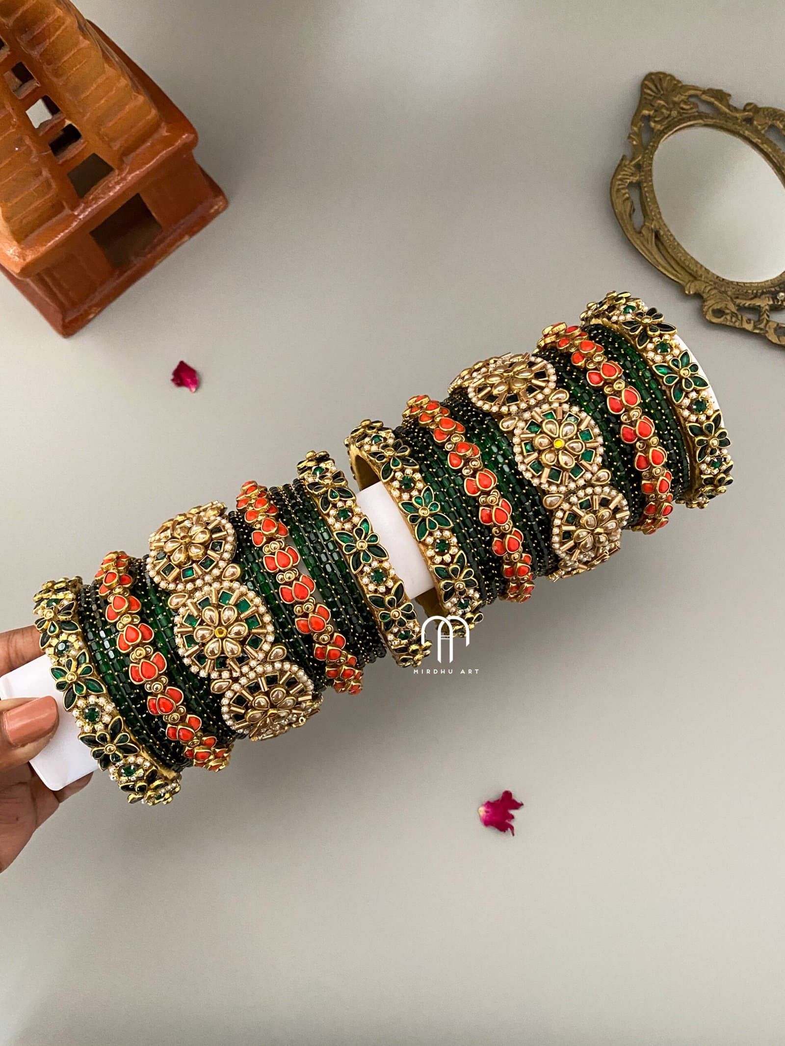 3D Jumbokada Bangles- ( Green And Orange ) from Bangle by Choice