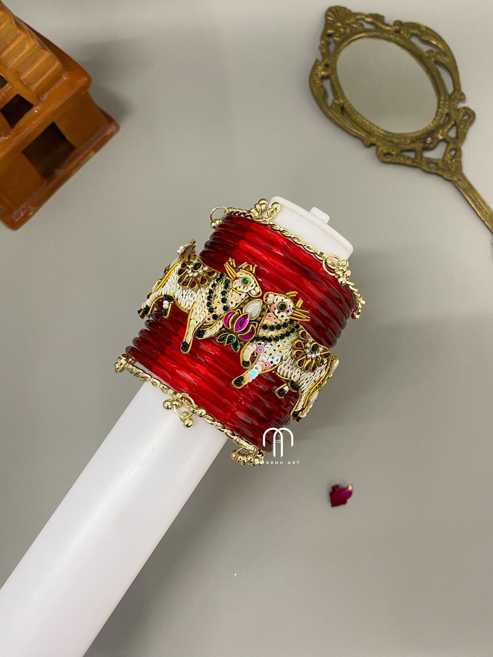 Pichwai Cow Bangles- Red from Bangle by Choice