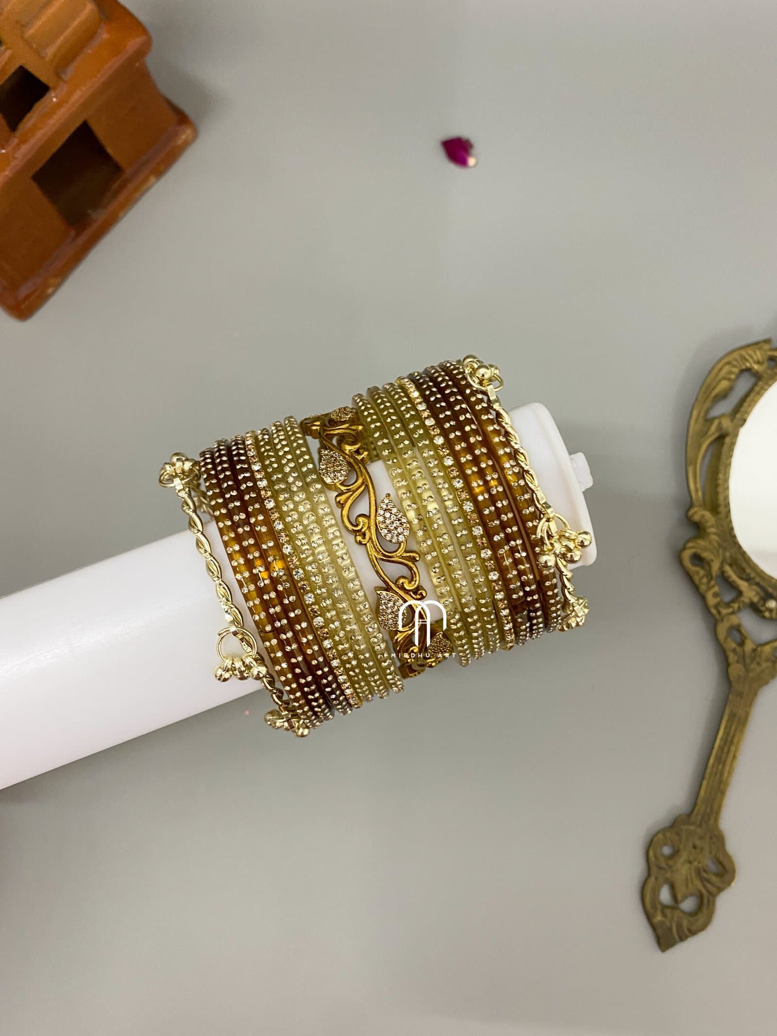 Kashmiri, Crystal & Leaf – Honey & Gold from Bangle by Choice