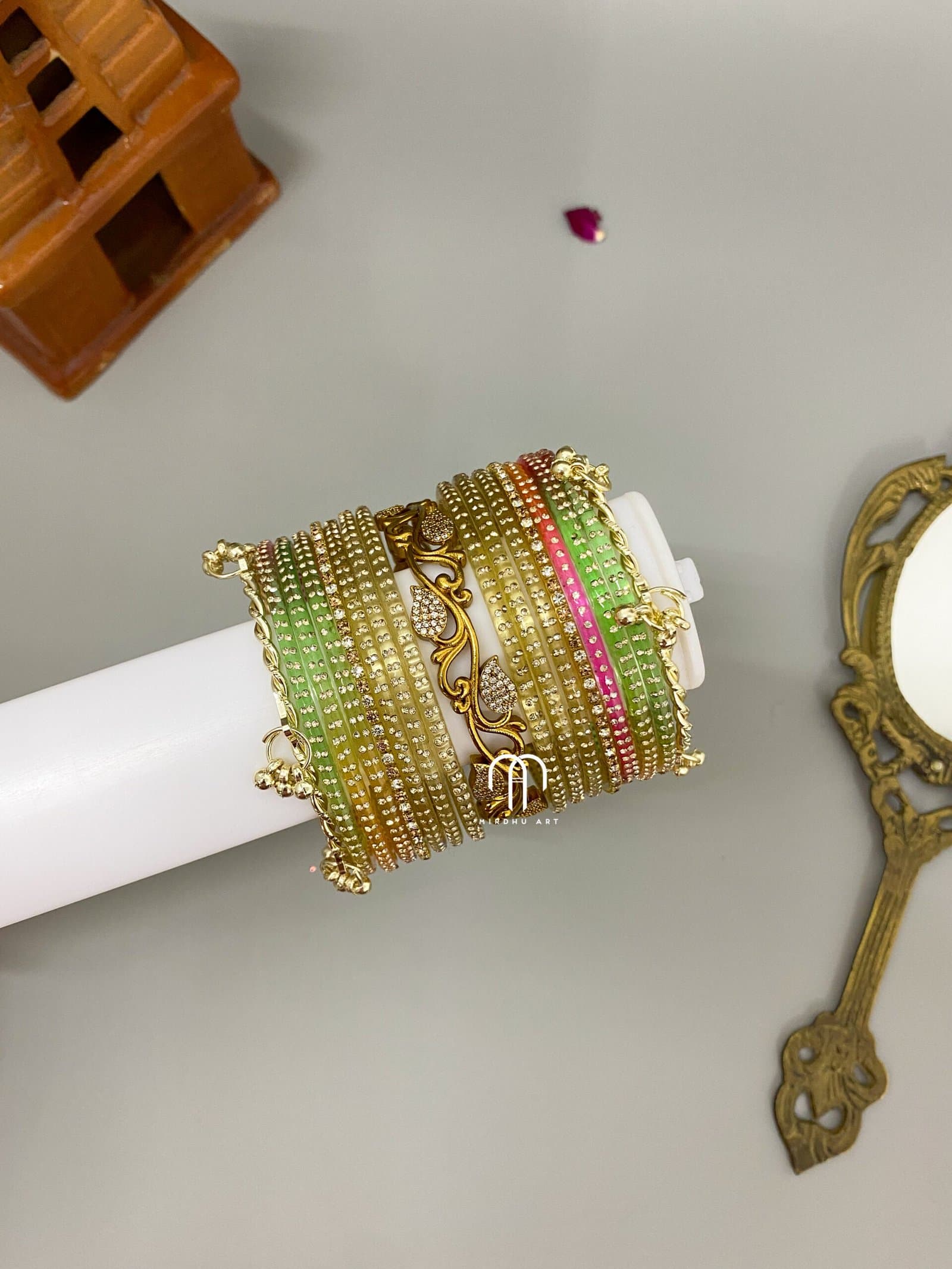 Kashmiri, Crystal & Leaf – Multi & Gold from Bangle by Choice