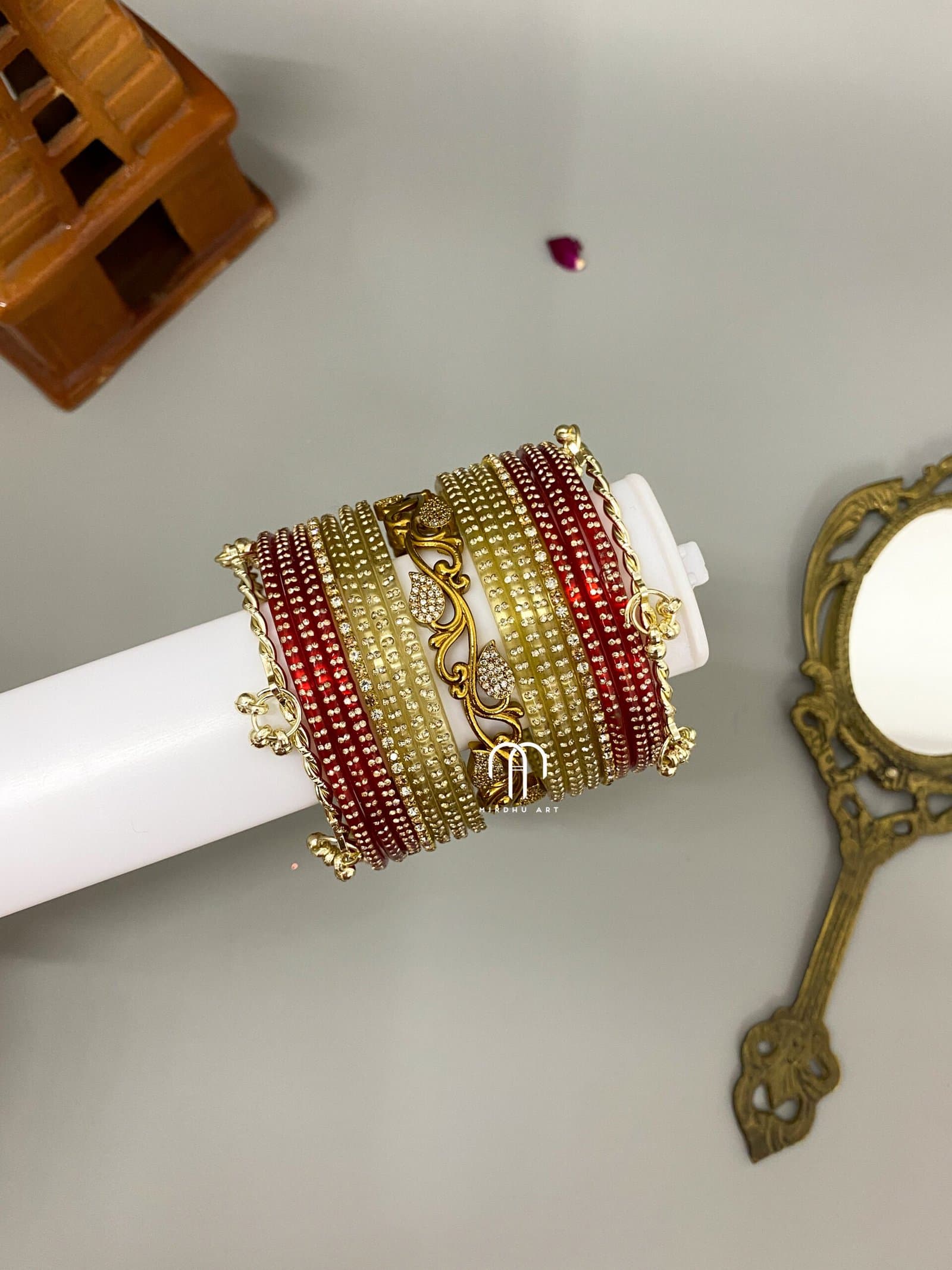Kashmiri, Crystal & Leaf – Red & Gold from Bangle by Choice