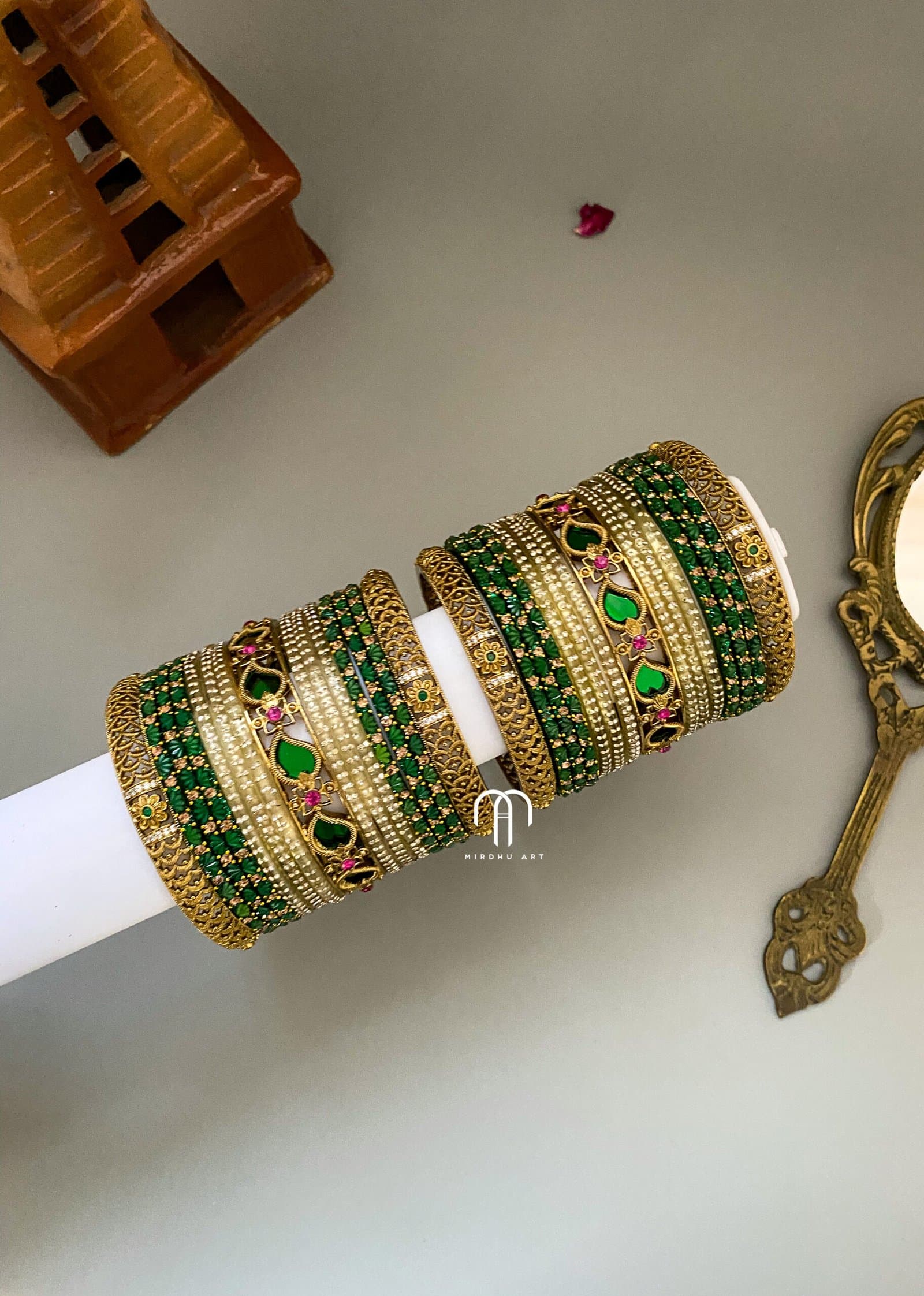Palaka Bangles – Green & Gold from Bangle by Choice
