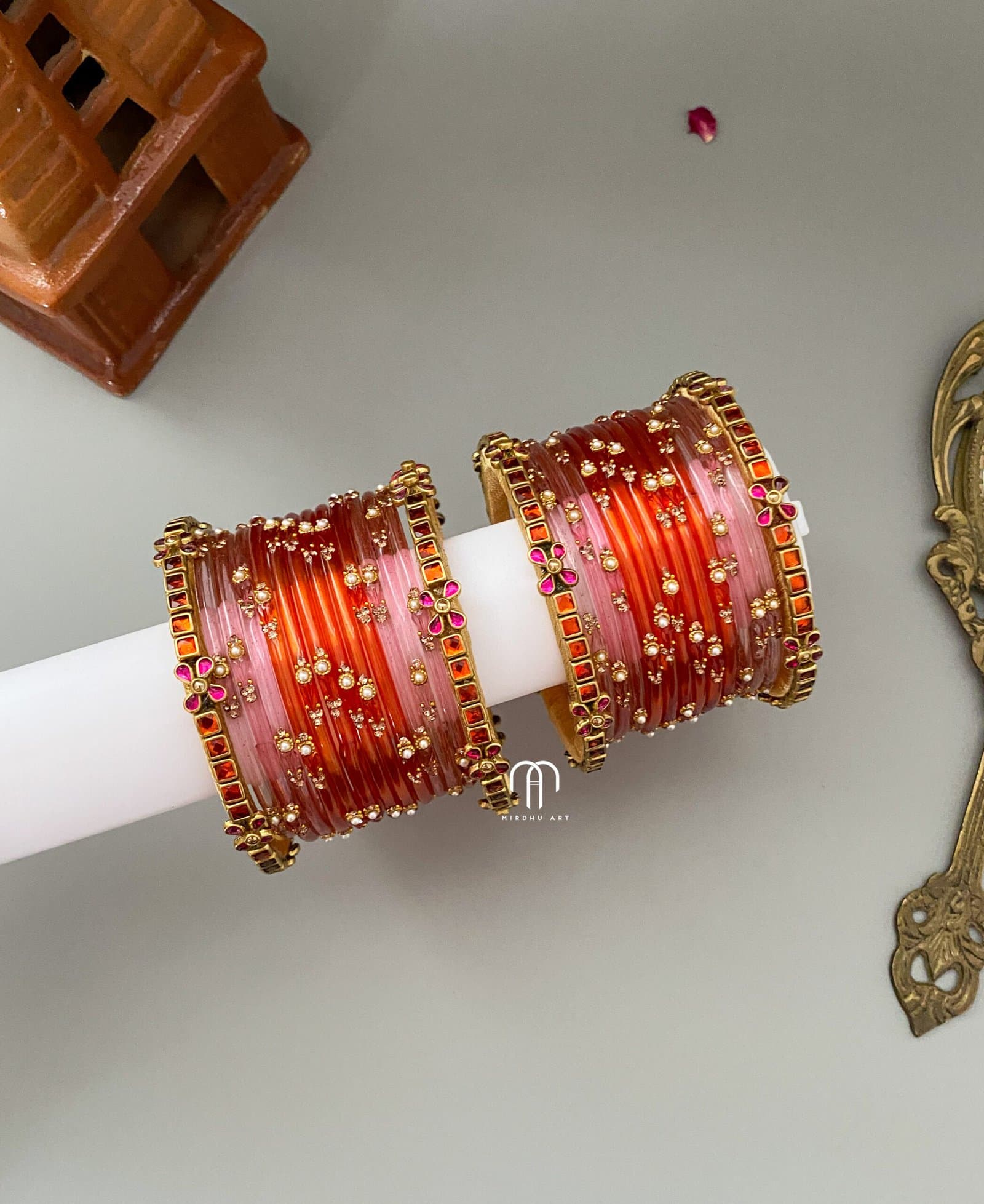 Simple set – Orange and baby pink from Bangle by Choice