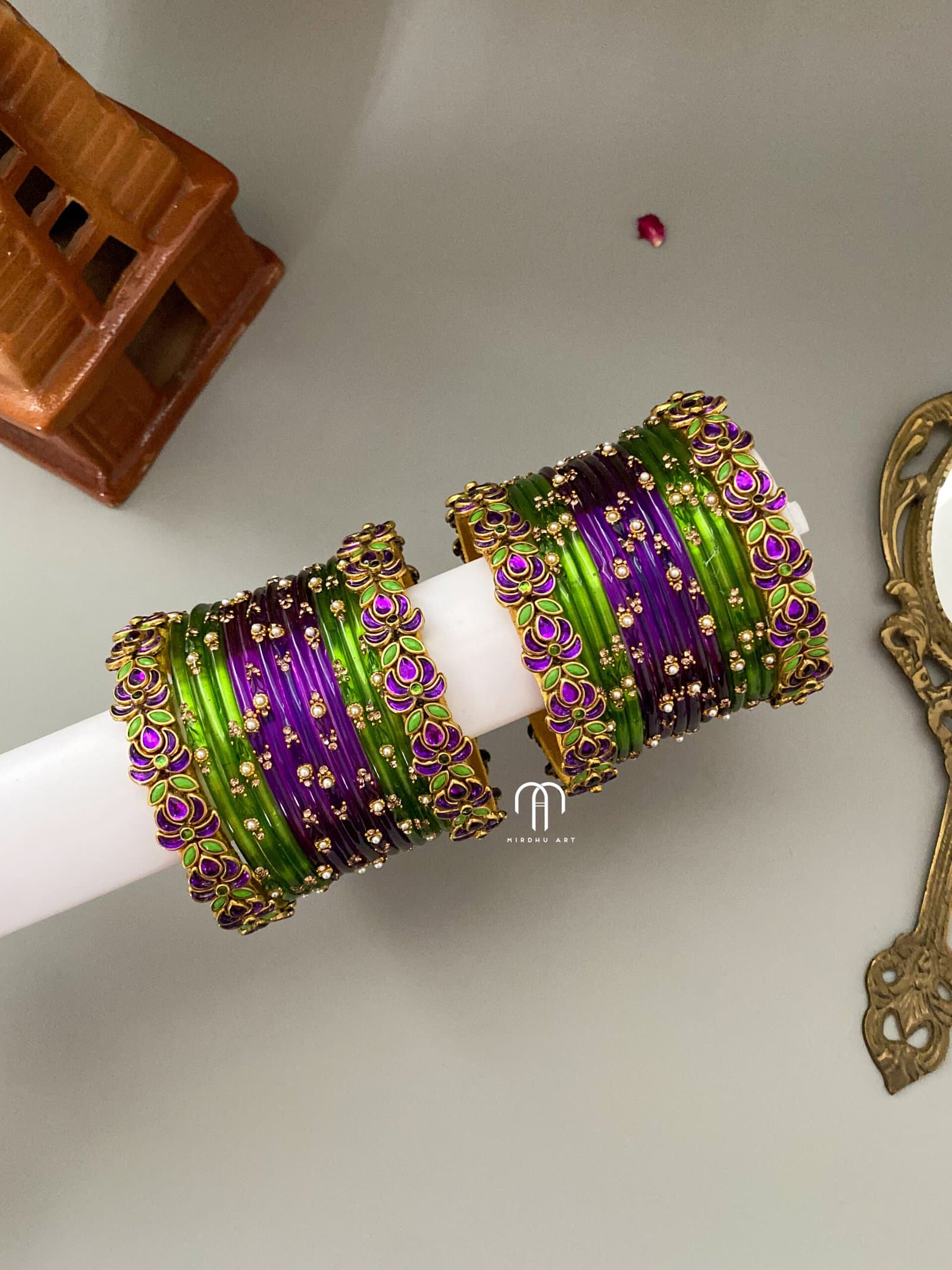 Lotus set – Purple and olive green from Bangle by Choice