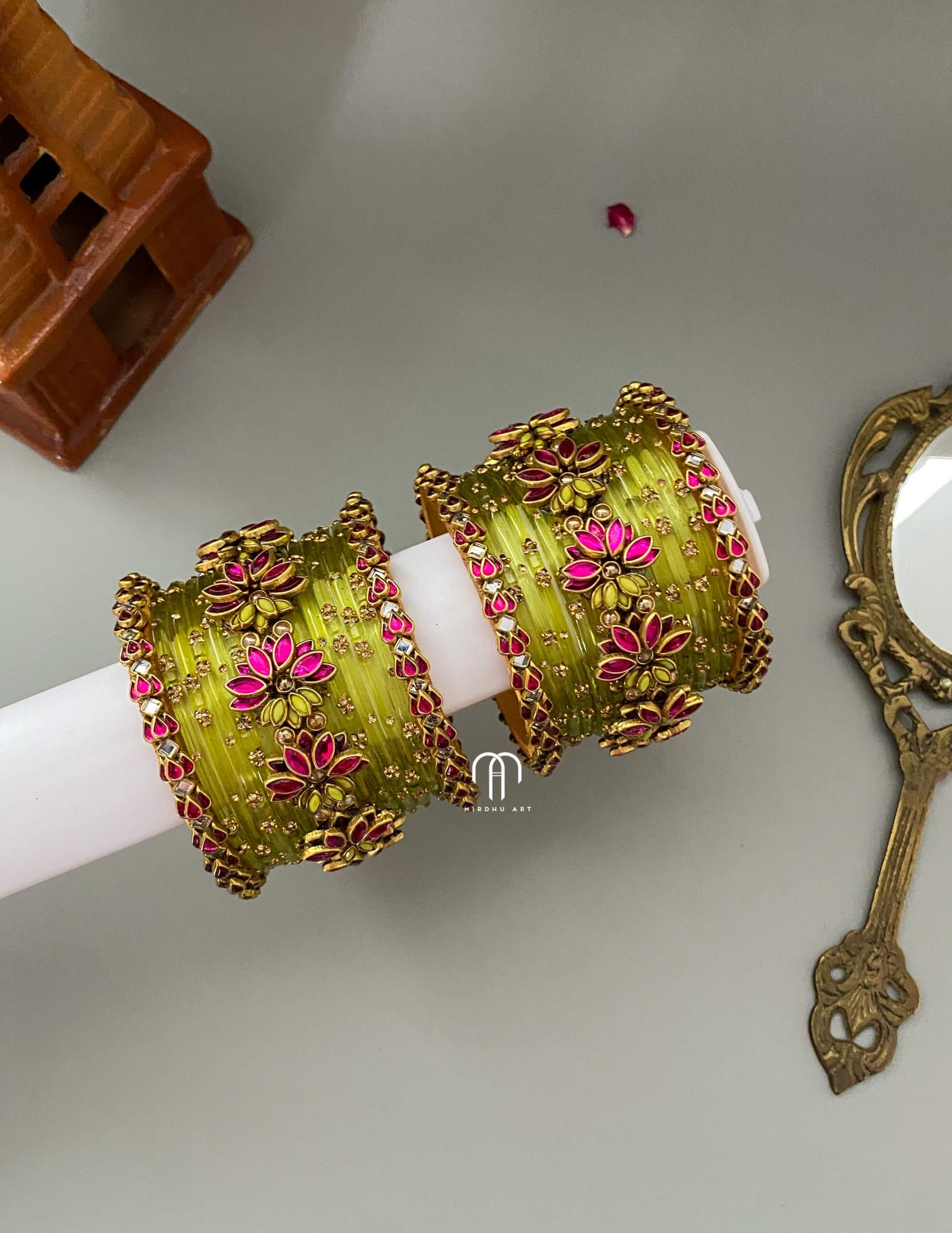 Lotus set – light green and Rani pink from Bangle by Choice