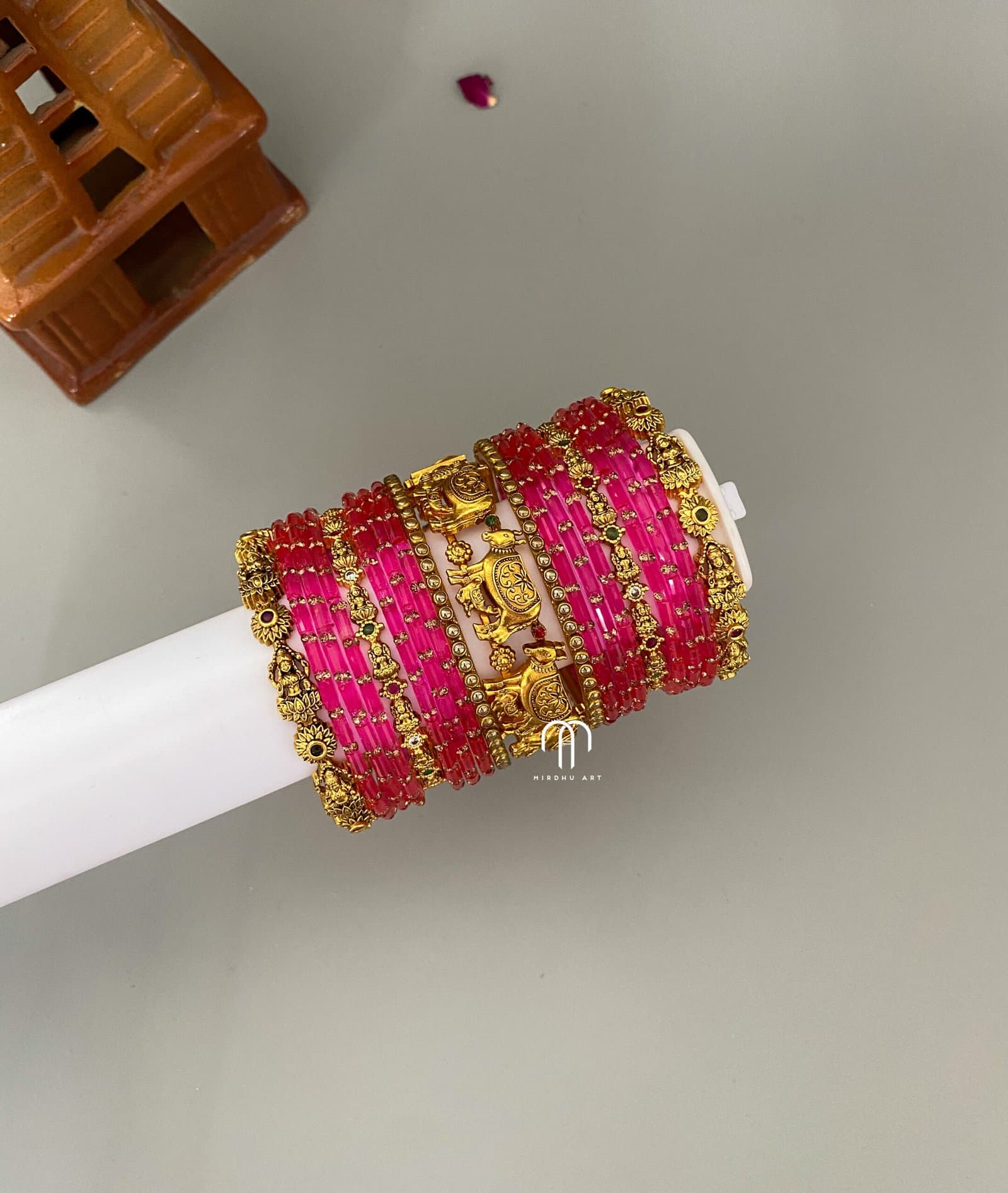 Pichwai Metal Bangles – baby pink from Bangle by Choice