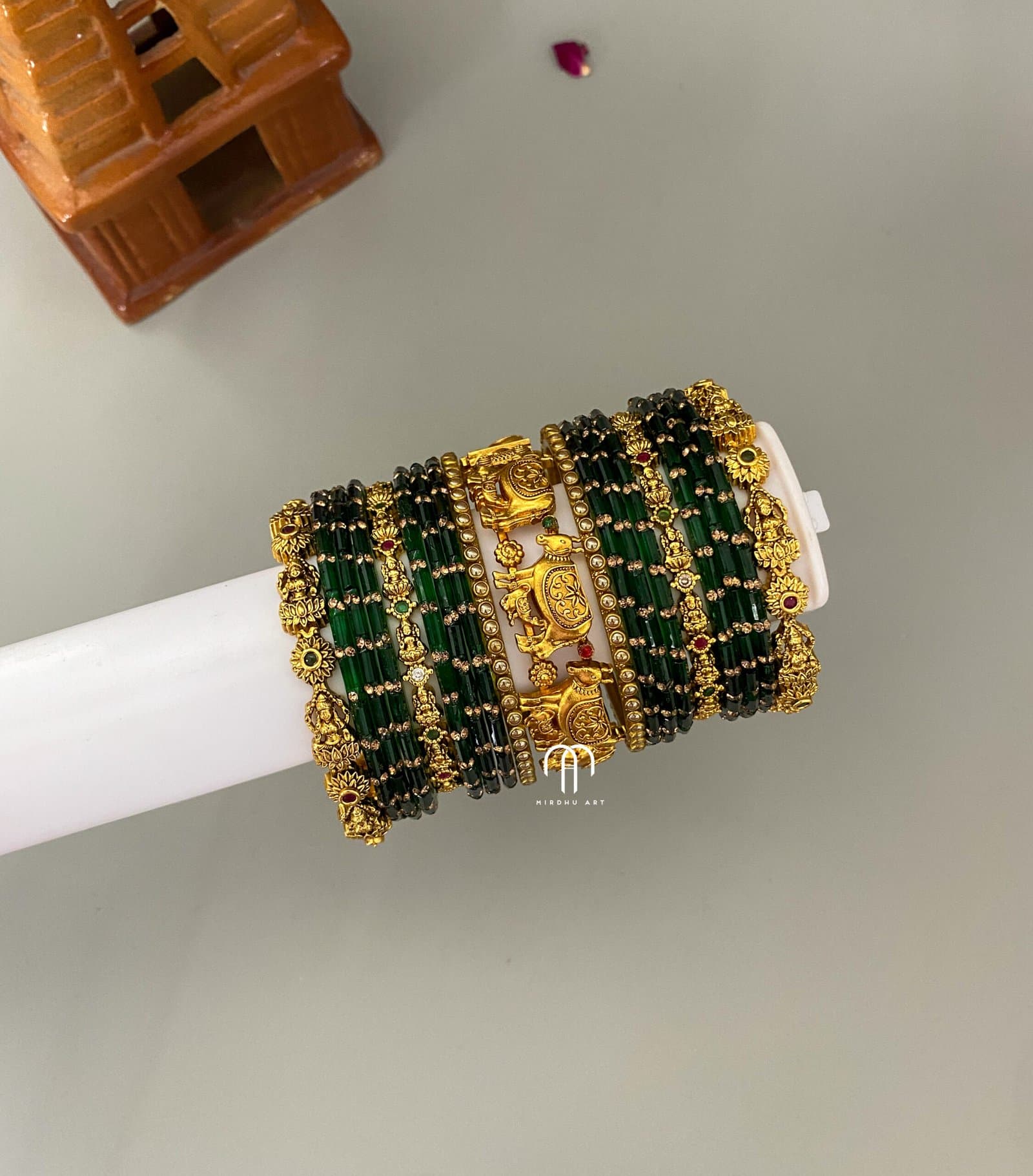 Pichwai Metal Bangles – Green from Bangle by Choice