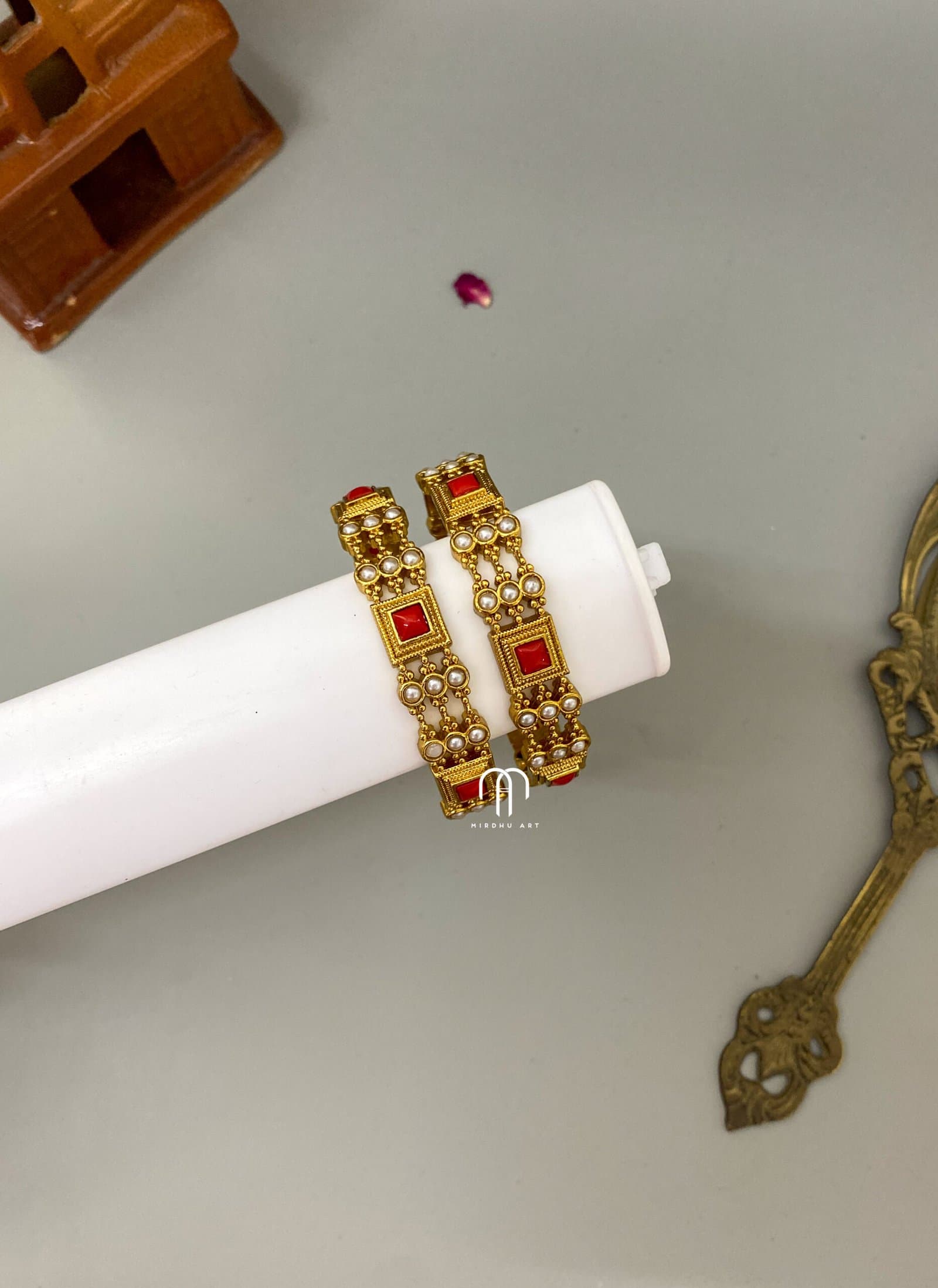 Pearl & Coral Bangles