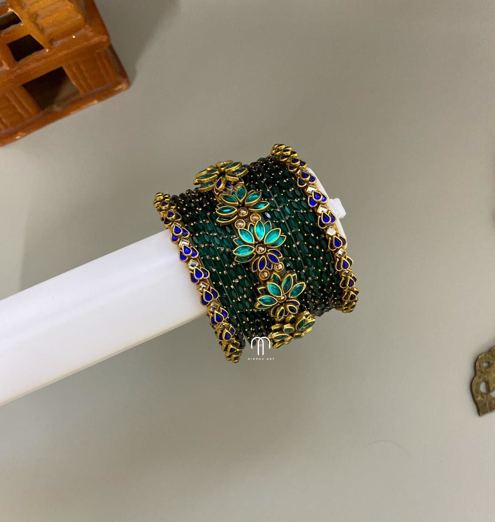 Lotus set – Peacock green and Royal Blue from Bangle by Choice