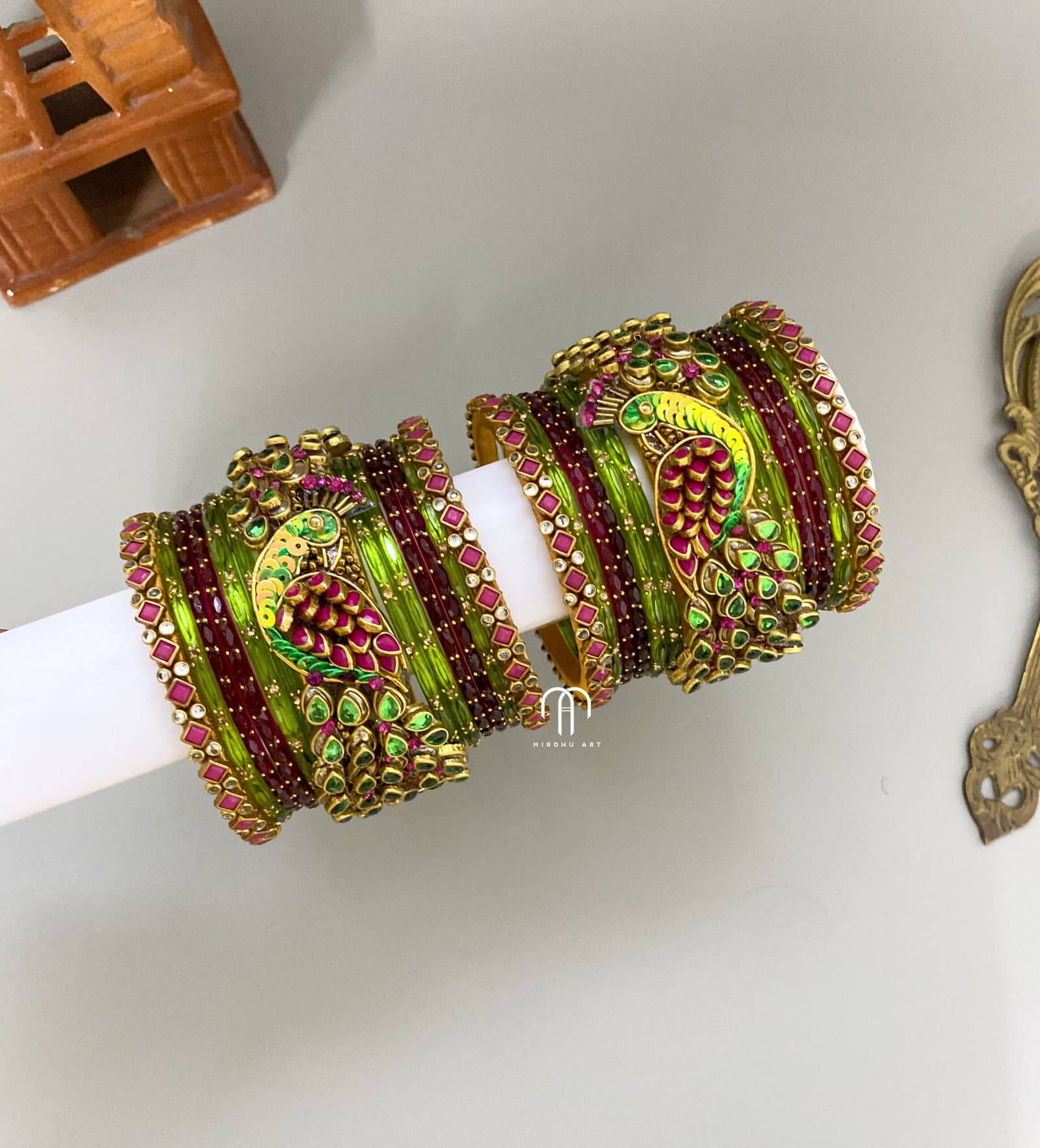Peacock – Mezanta Pink & Olive green from Bangle by Choice