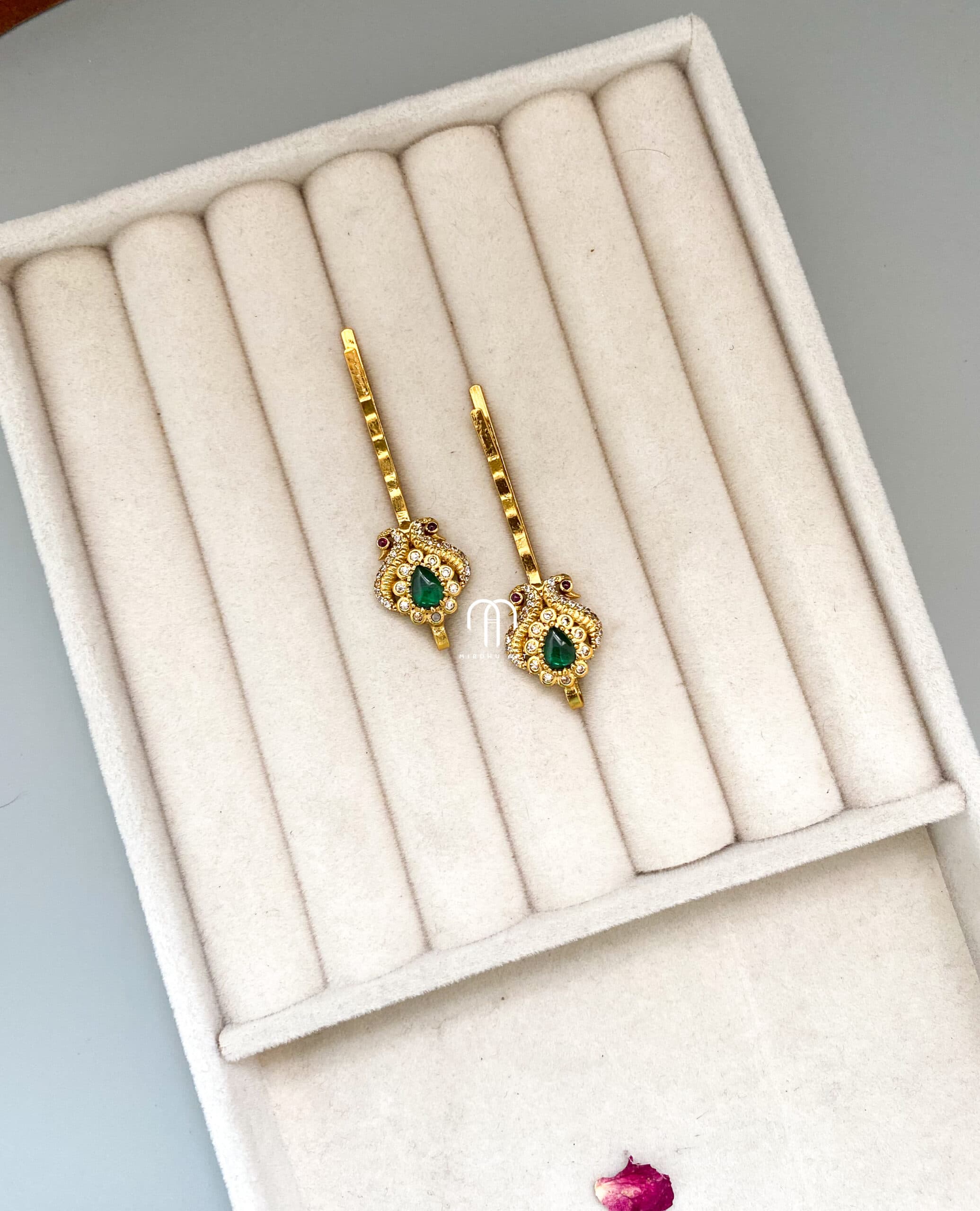 Two side Peacock (green) – Designer Hair pins from Bangle by Choice