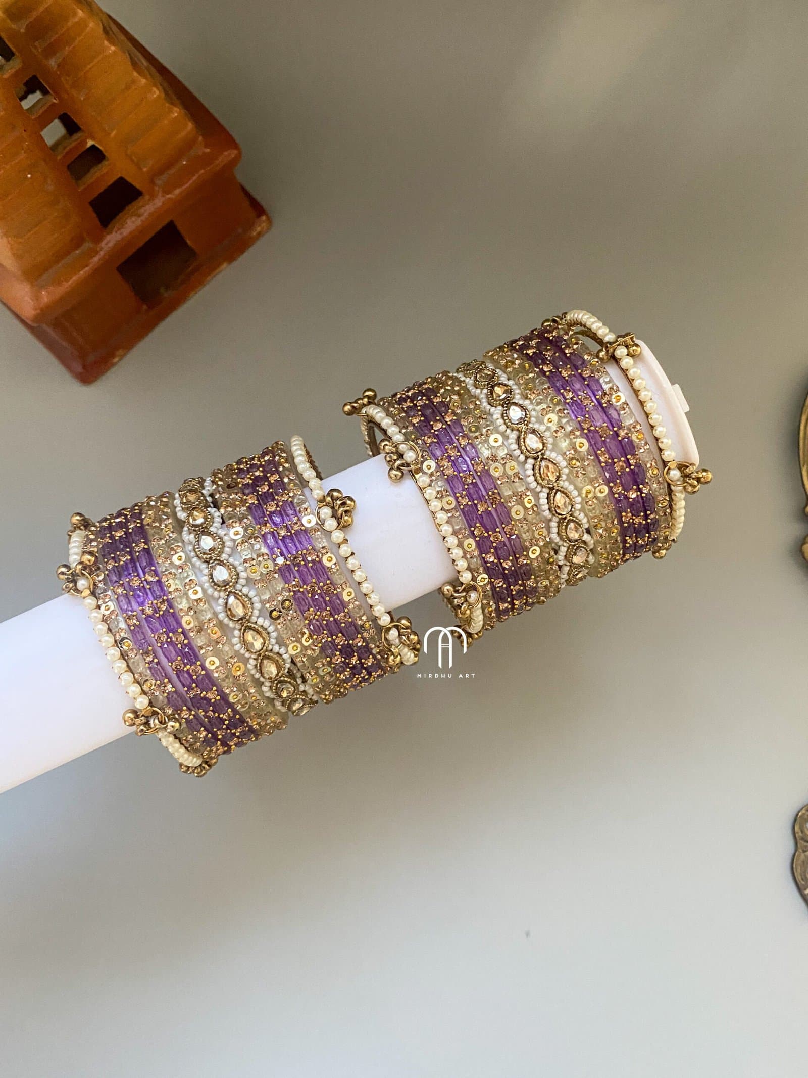 Hanging Bangles – White and lavender from Bangle by Choice