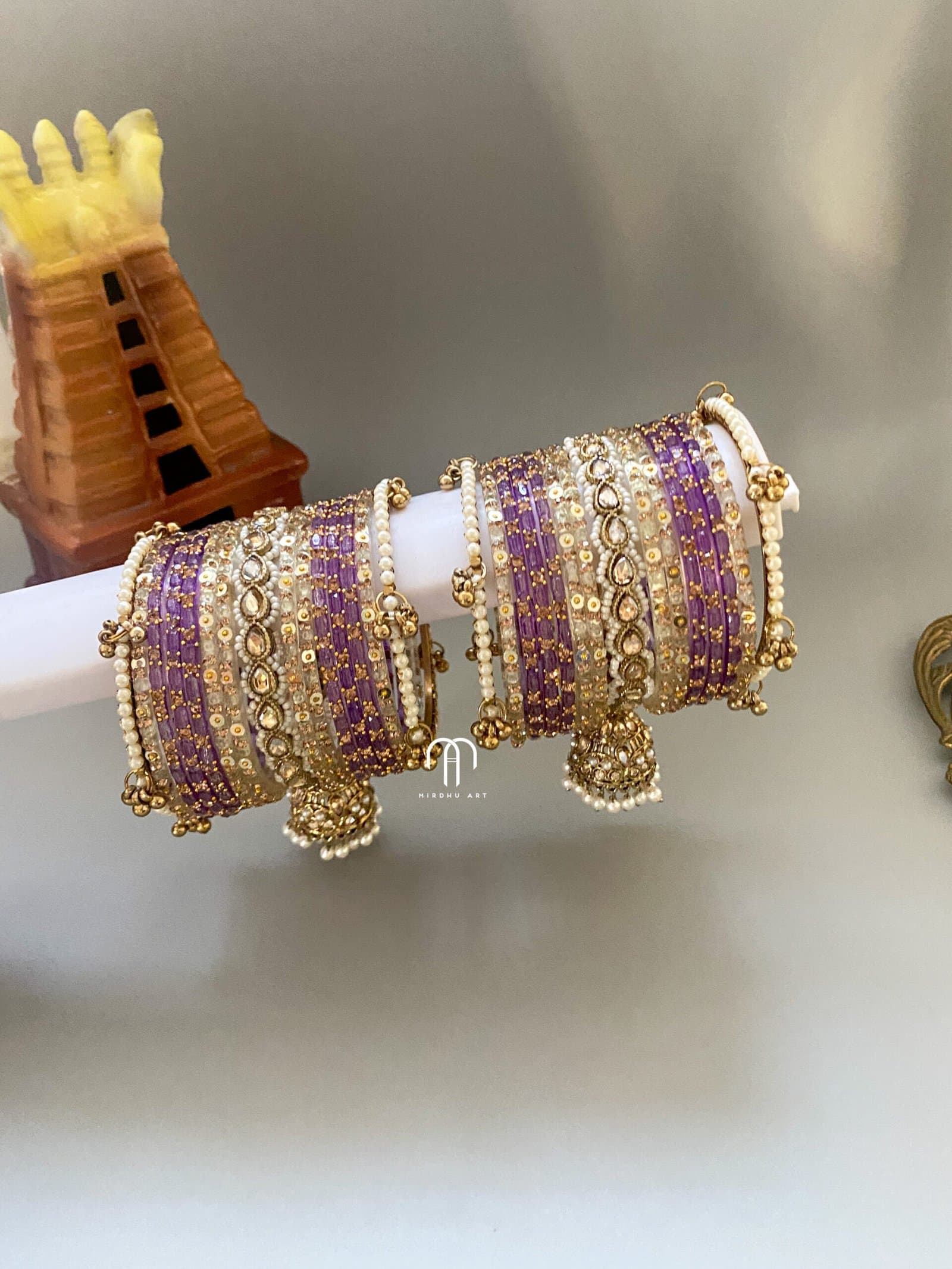 Hanging Bangles – White And Lavender detail view 2