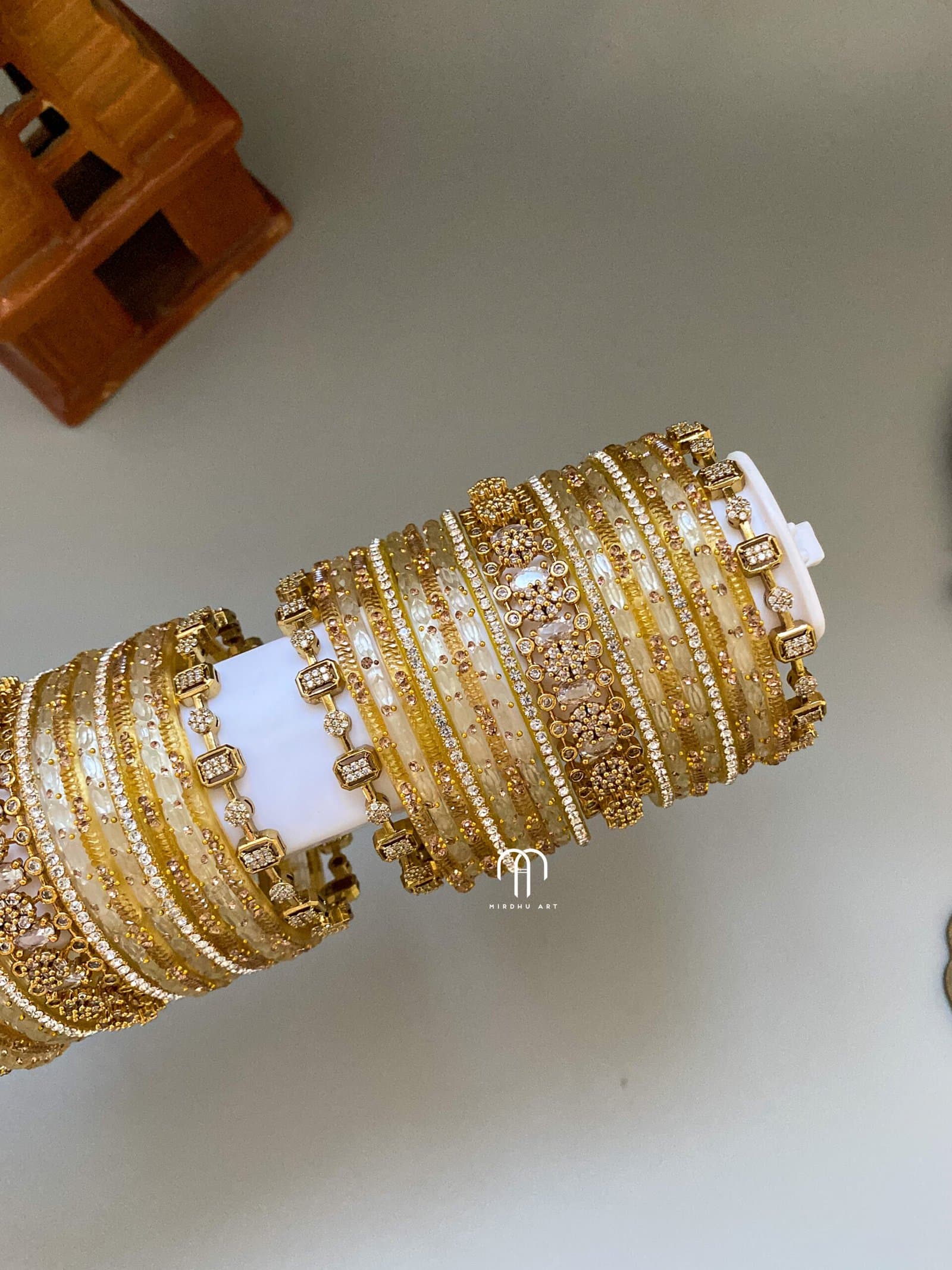 Gold & Diamond Replica Bangles – Gold & Silver detail view 2