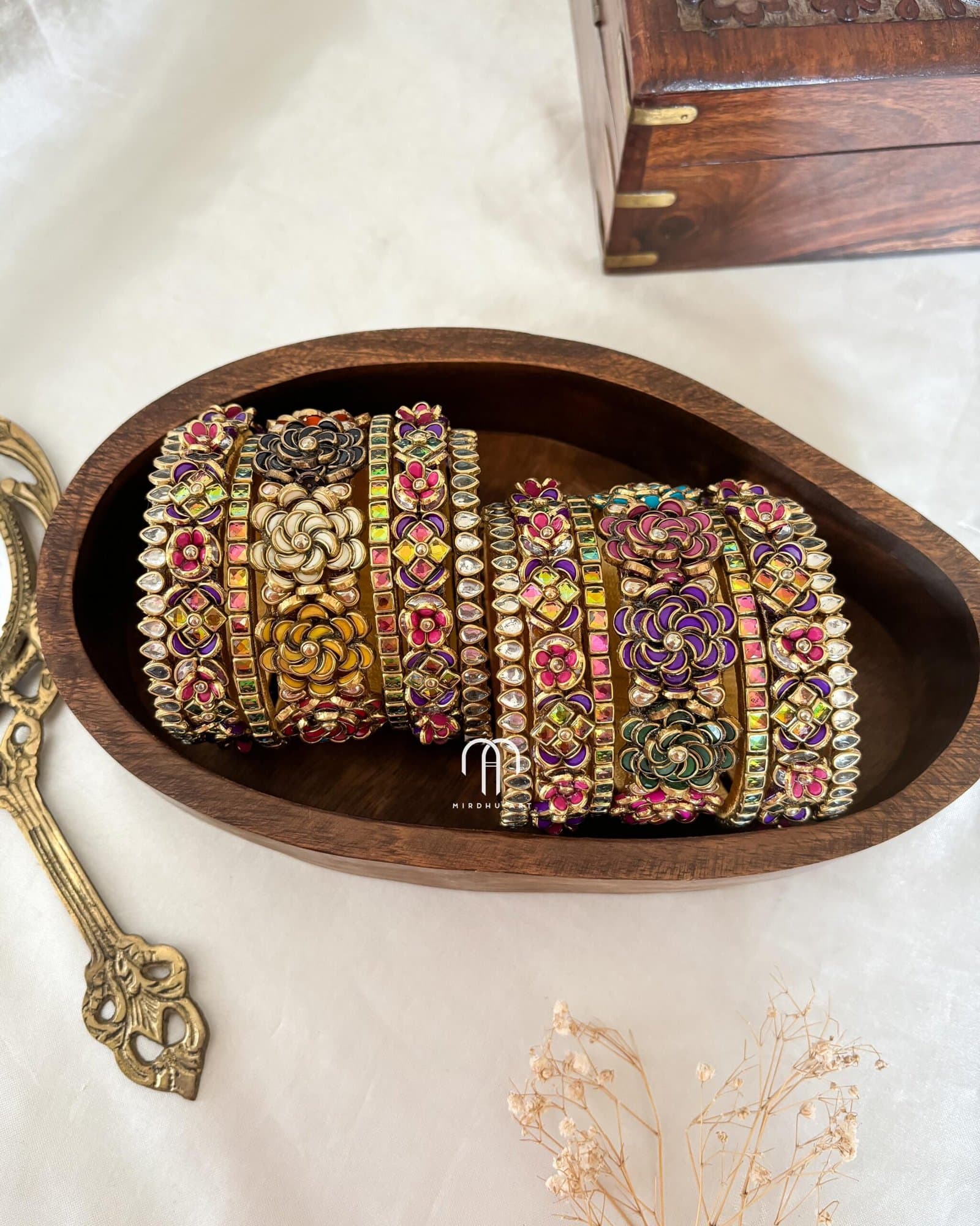 Kundan Bangles – Multi Coloured 3D set from Bangle by Choice