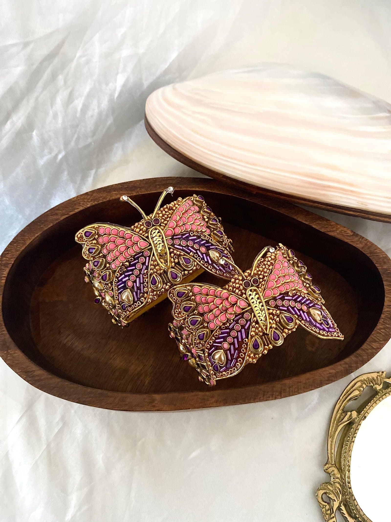Kundan Bangles – Butterfly Bangles (Baby Pink & Purple) from Bangle by Choice