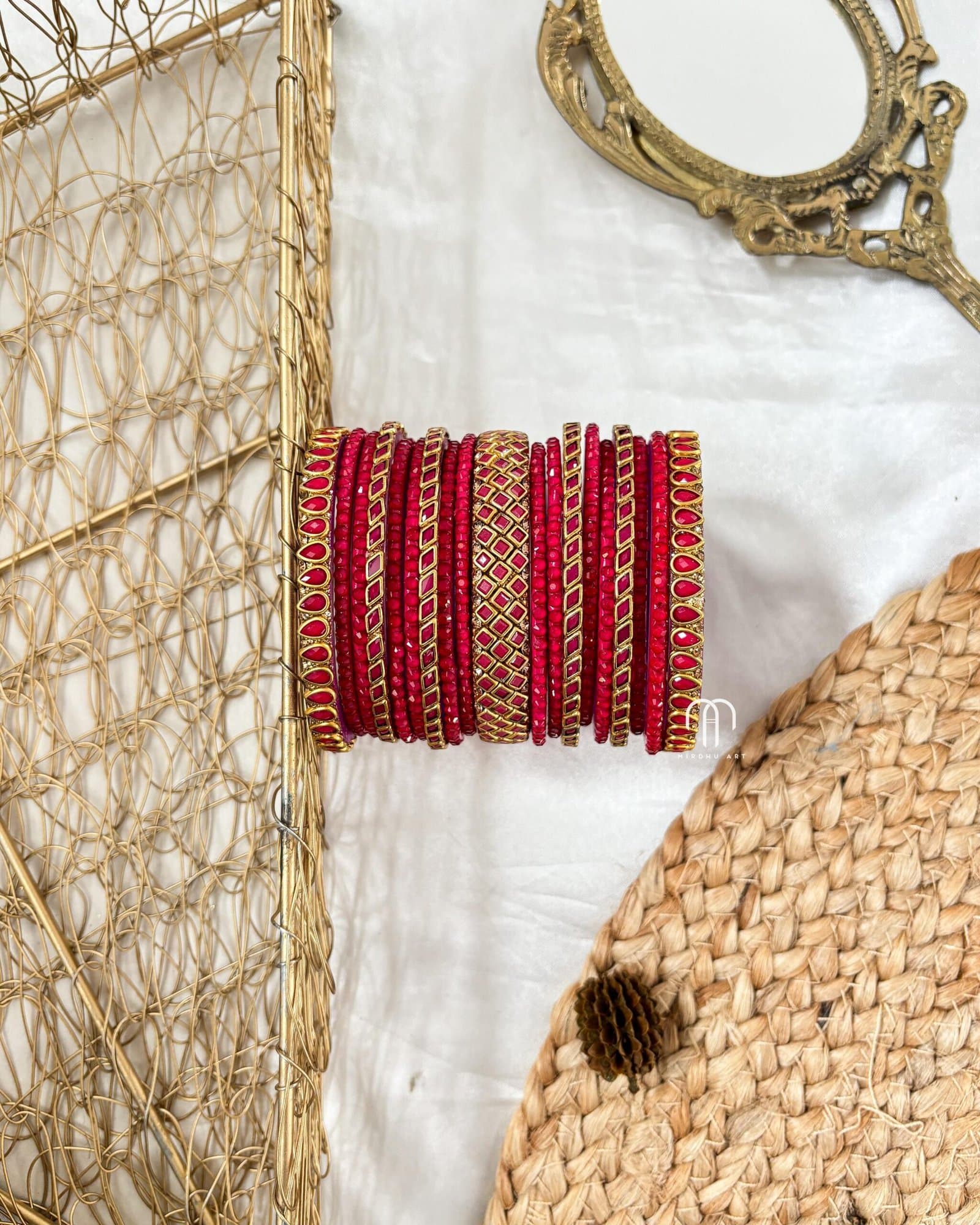 Glass Bangles – Pink (plain round & Kundan stone) Set from Bangle by Choice
