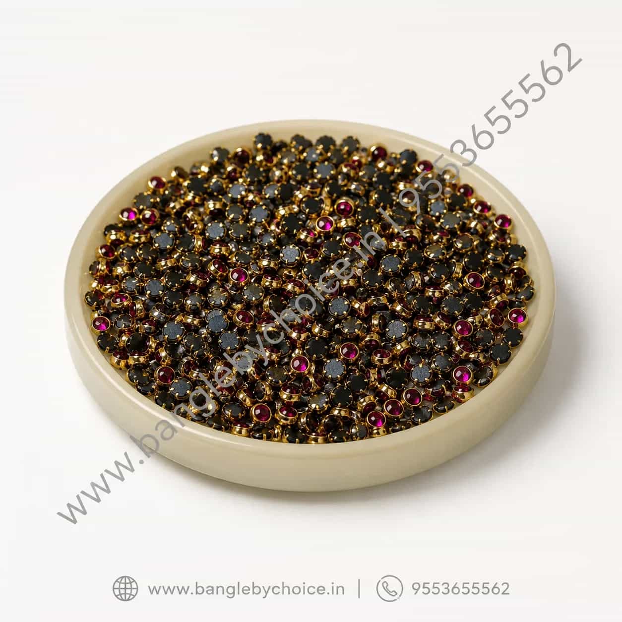 3mm Round Dark Pink Glass Kundans detail view 5