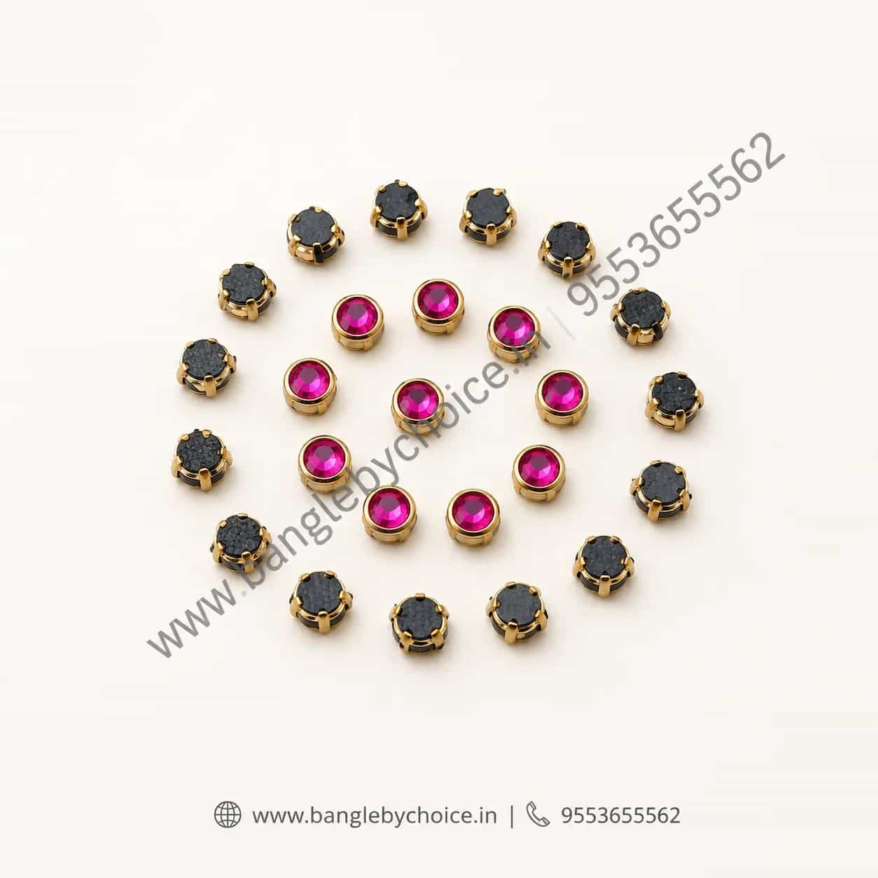 3mm Round Dark Pink Glass Kundans detail view 3