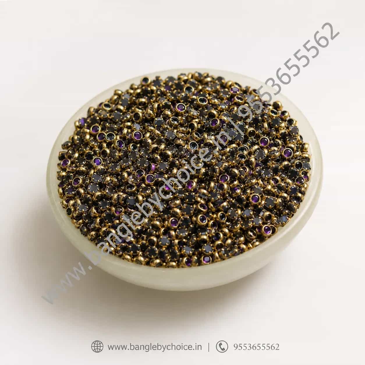 3mm Round Dark Purple Glass Kundans detail view 3