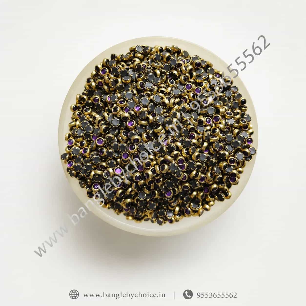3mm Round Dark Purple Glass Kundans detail view 2