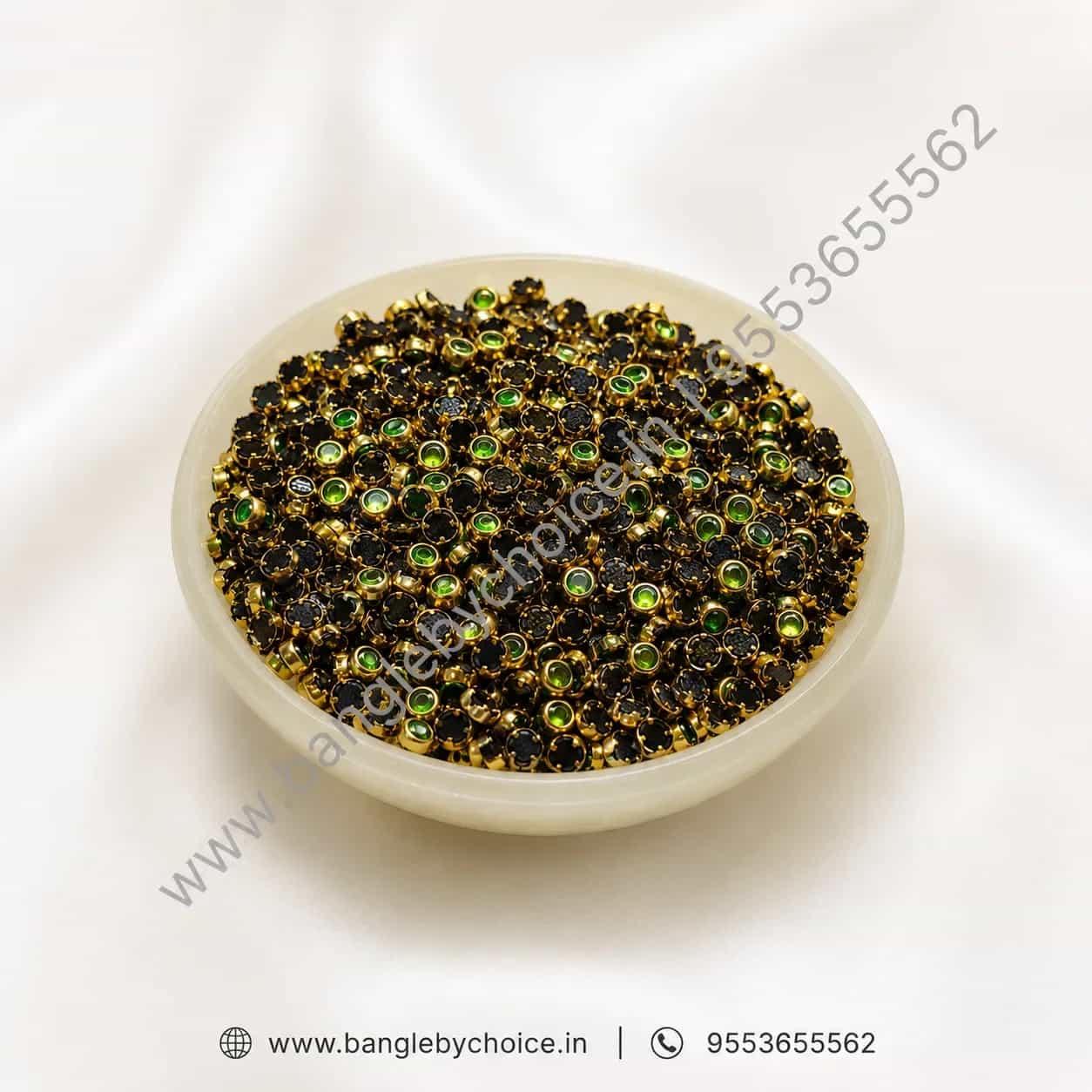 3mm Round Glass Light Green Colour Kundans detail view 4