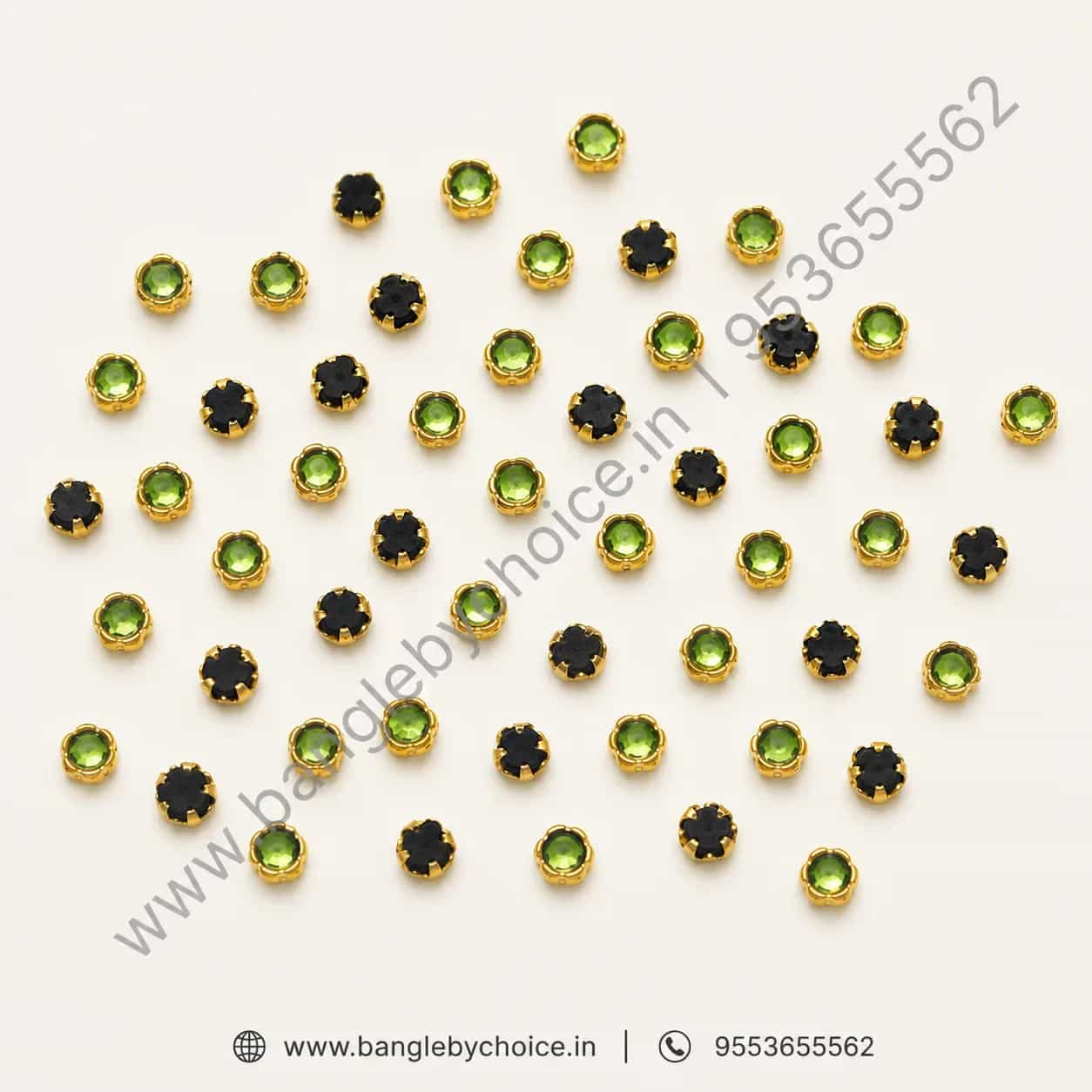 3mm Round Glass Light Green Colour Kundans detail view 2