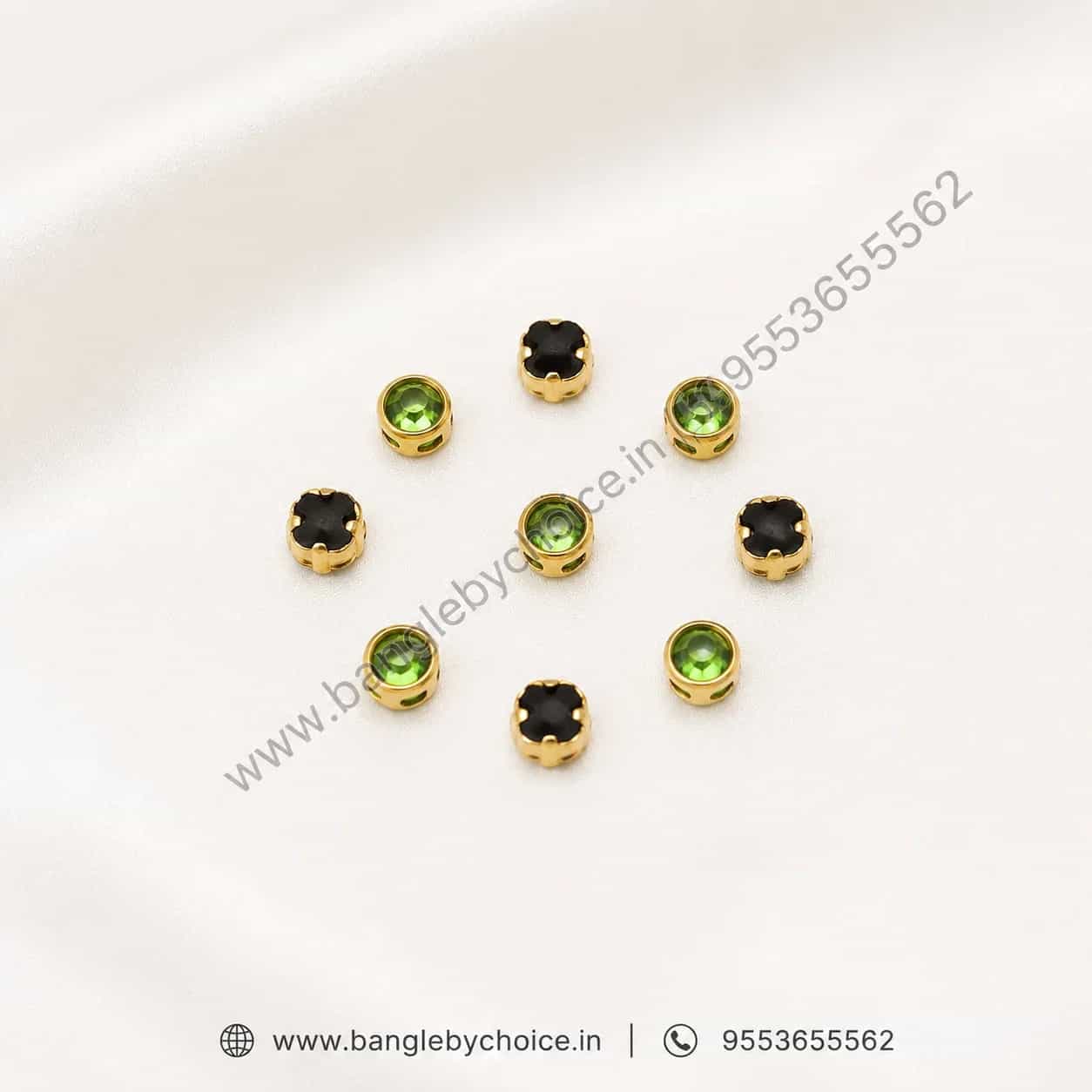 3mm Round Glass Light Green Colour Kundans detail view 3