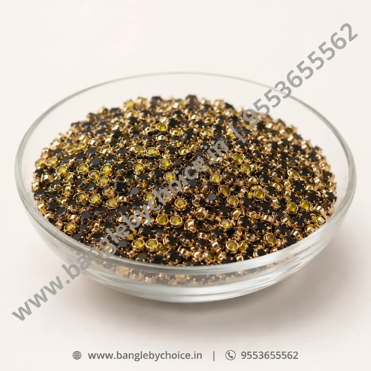 3mm Round Yellow Glass Kundans detail view 2