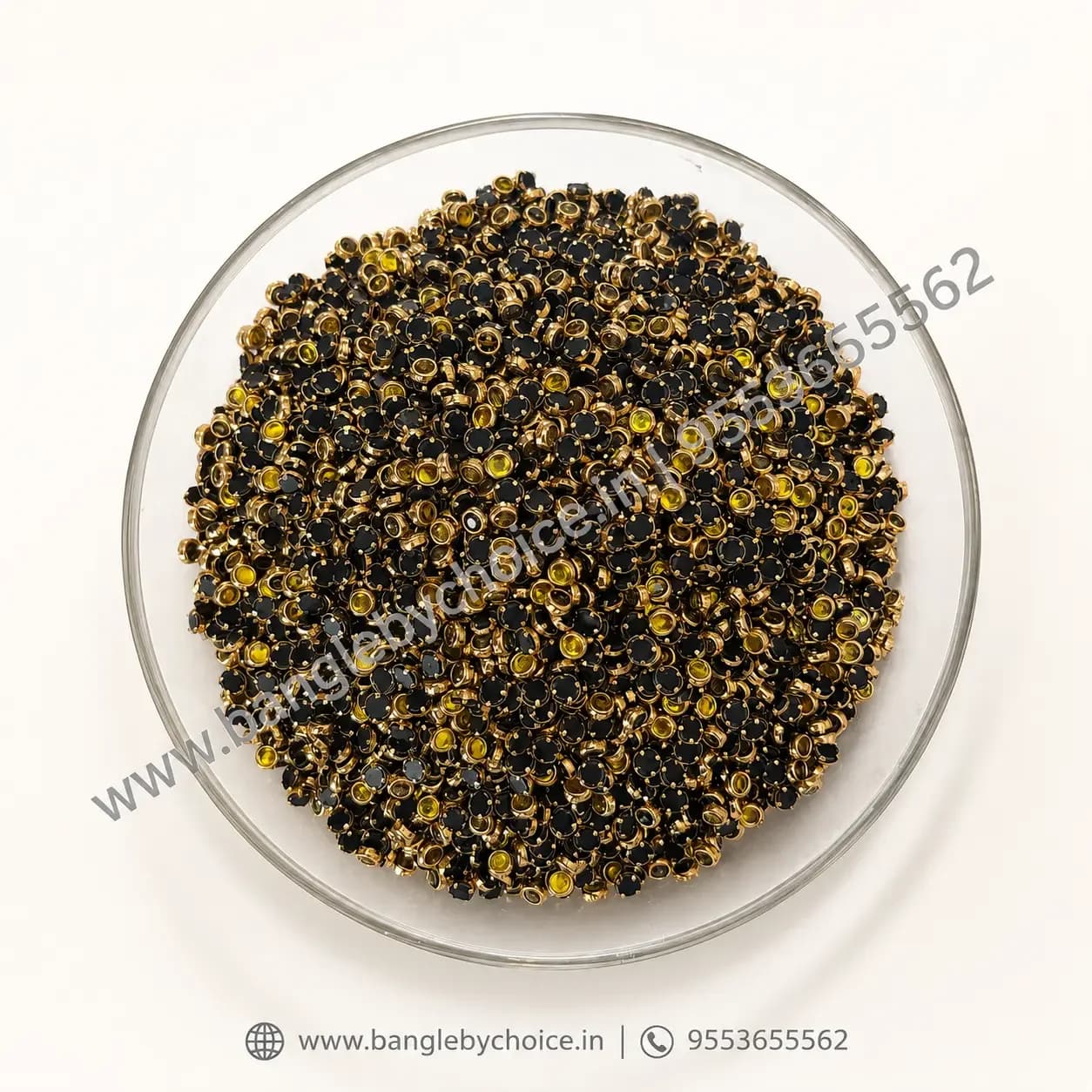 3mm Round Yellow Glass Kundans for bangle making, jewellery making, blouse work and DIY craft projects