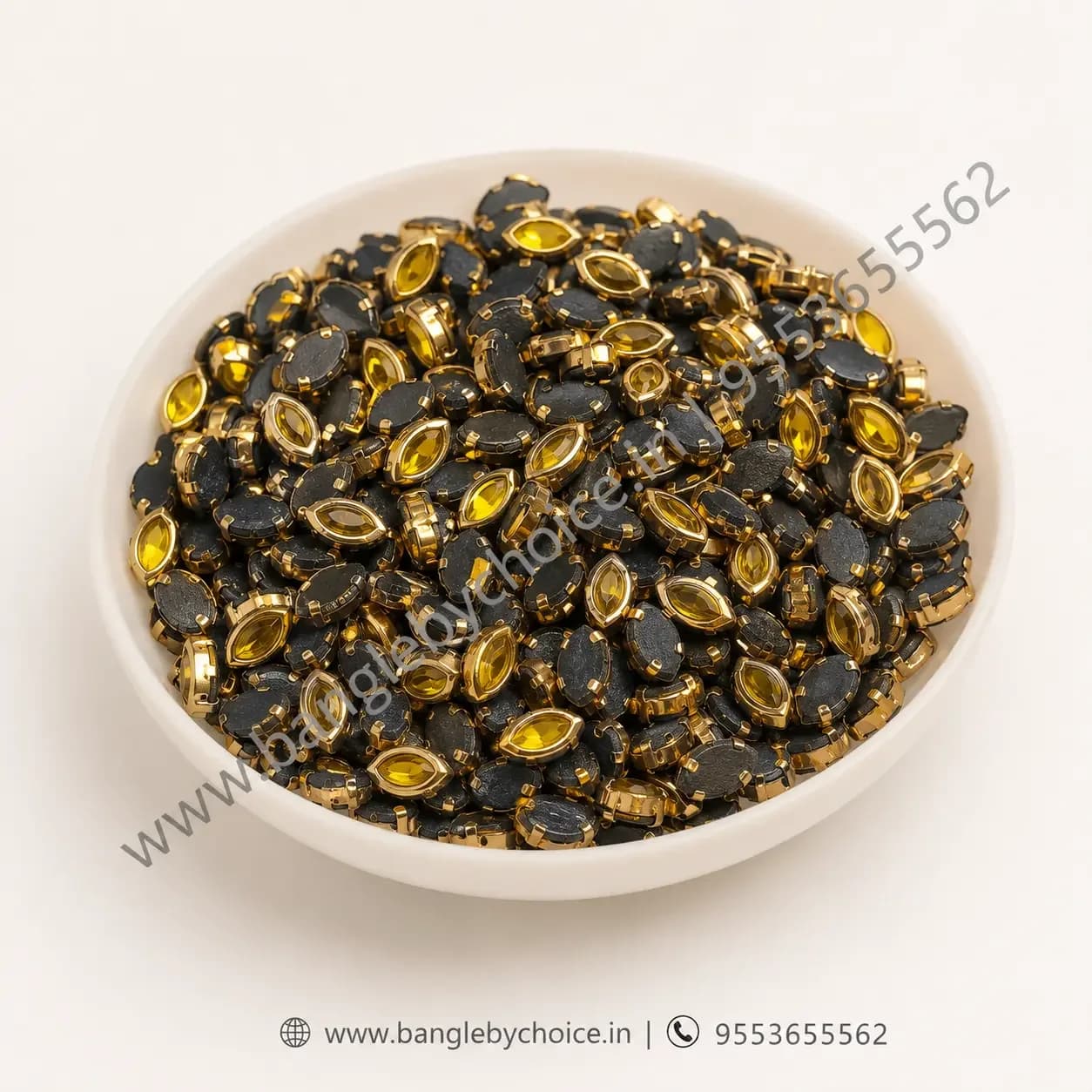 6K Eye Shaped Yellow Kundans detail view 2