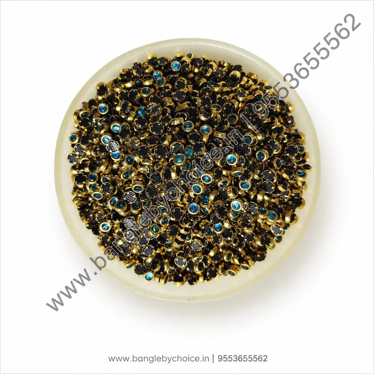 3mm Round light Blue Glass Kundans for bangle making, jewellery making, blouse work and DIY craft projects