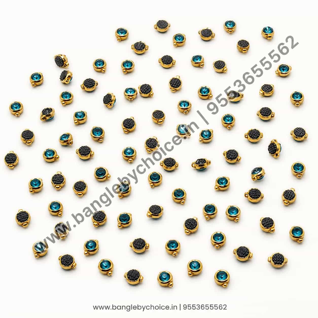 3mm Round Light Blue Glass Kundans detail view 4