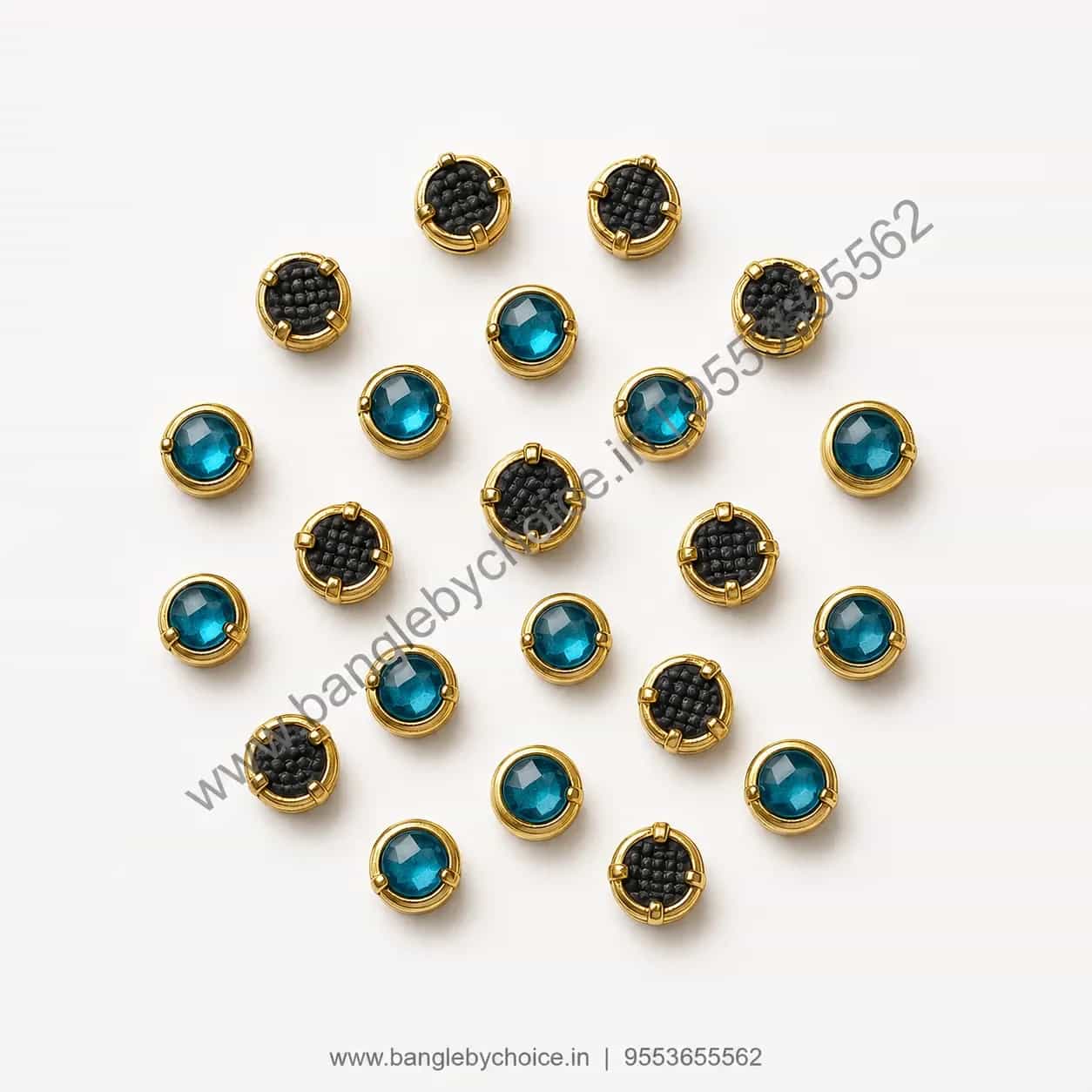 3mm Round Light Blue Glass Kundans detail view 5