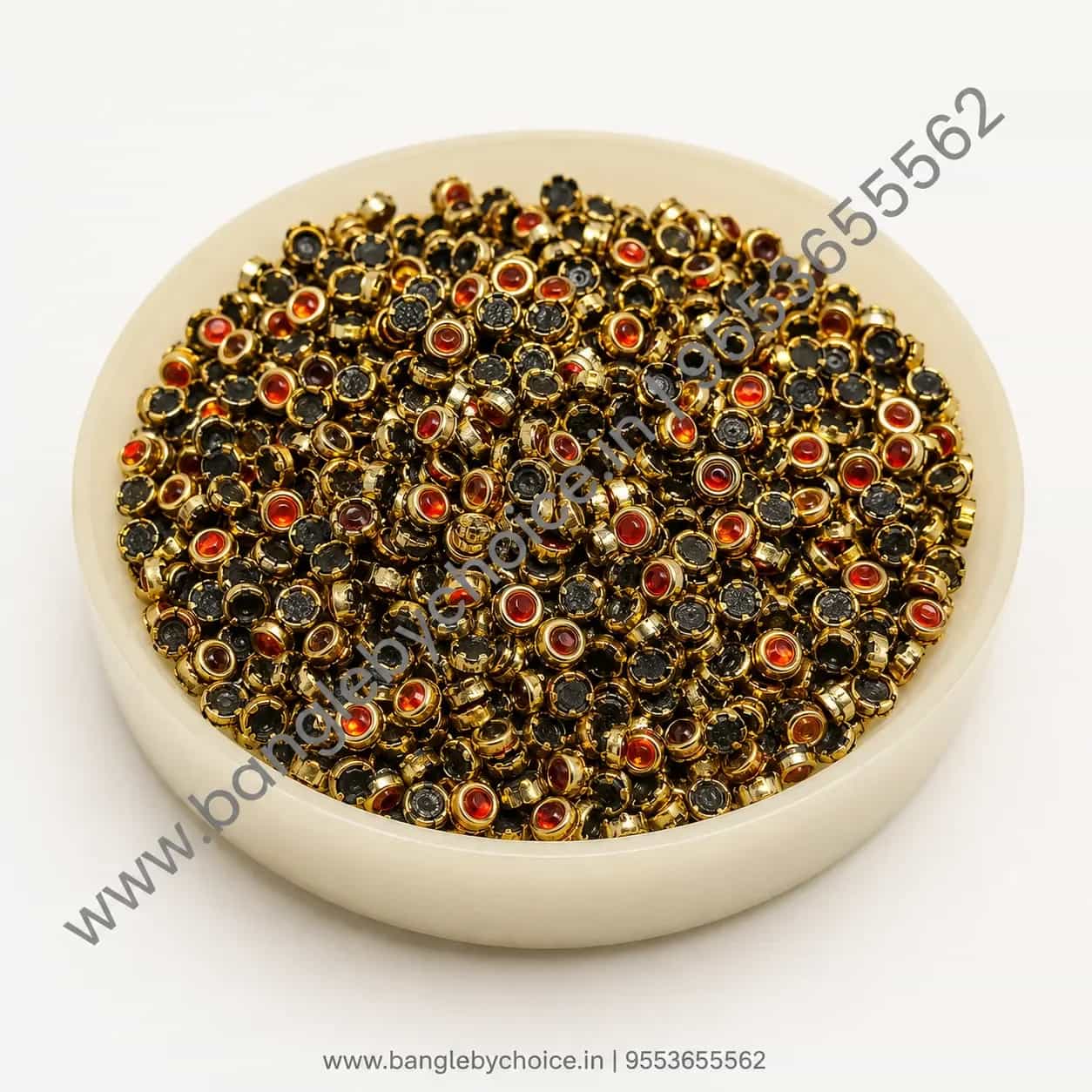 3mm Round Orange Glass Kundans detail view 2