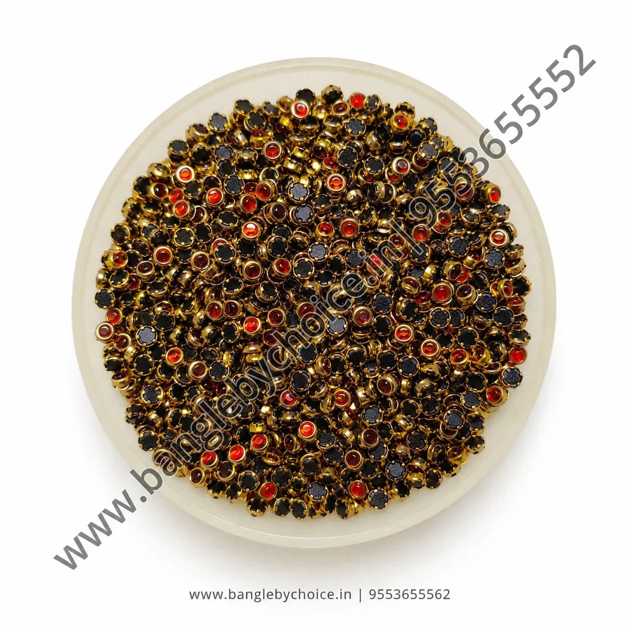 3mm Round Orange Glass Kundans for bangle making, jewellery making, blouse work and DIY craft projects