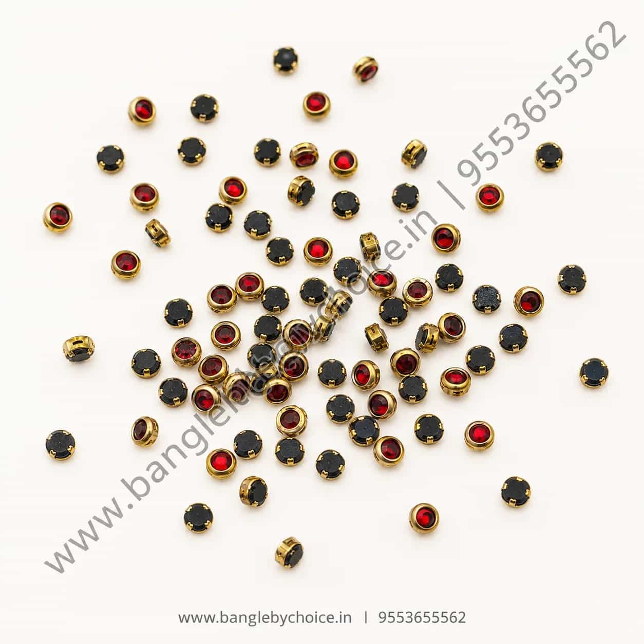 3mm Round Red Glass Kundans detail view 3