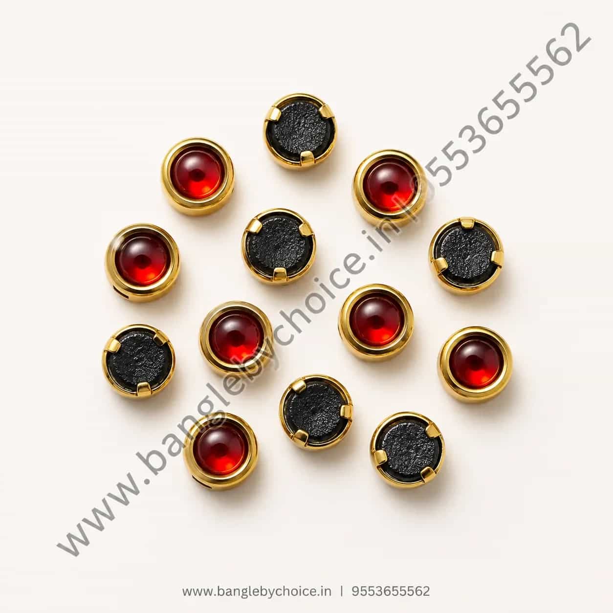 3mm Round Red Glass Kundans detail view 5