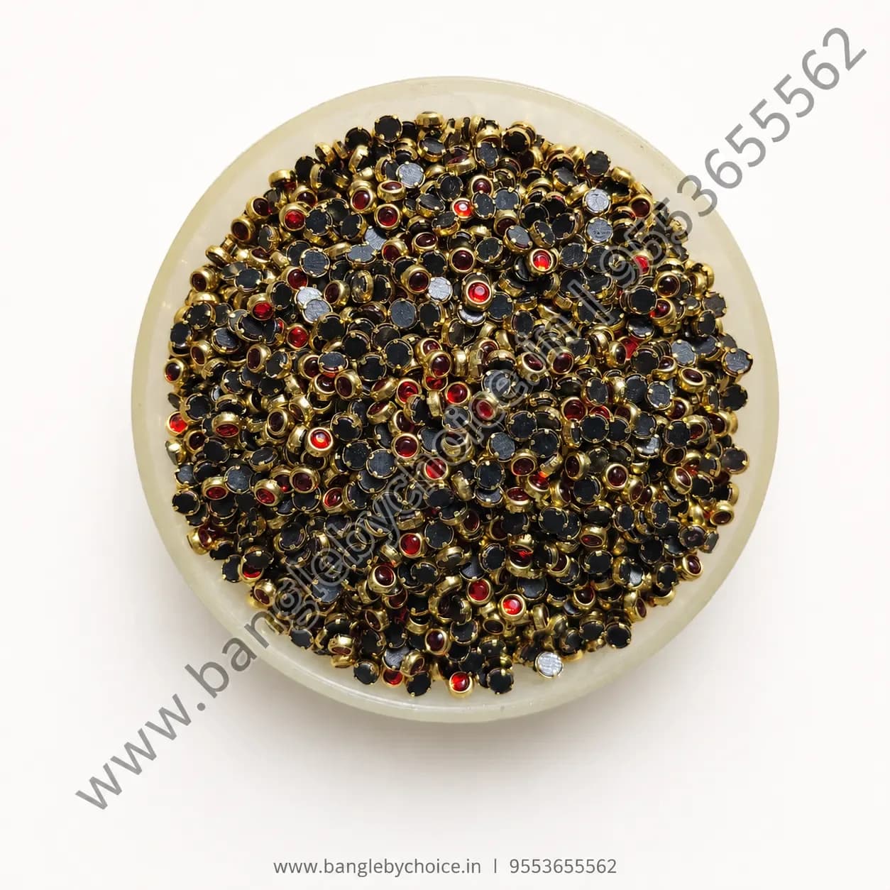 3mm Round Red Glass Kundans for bangle making, jewellery making, blouse work and DIY craft projects